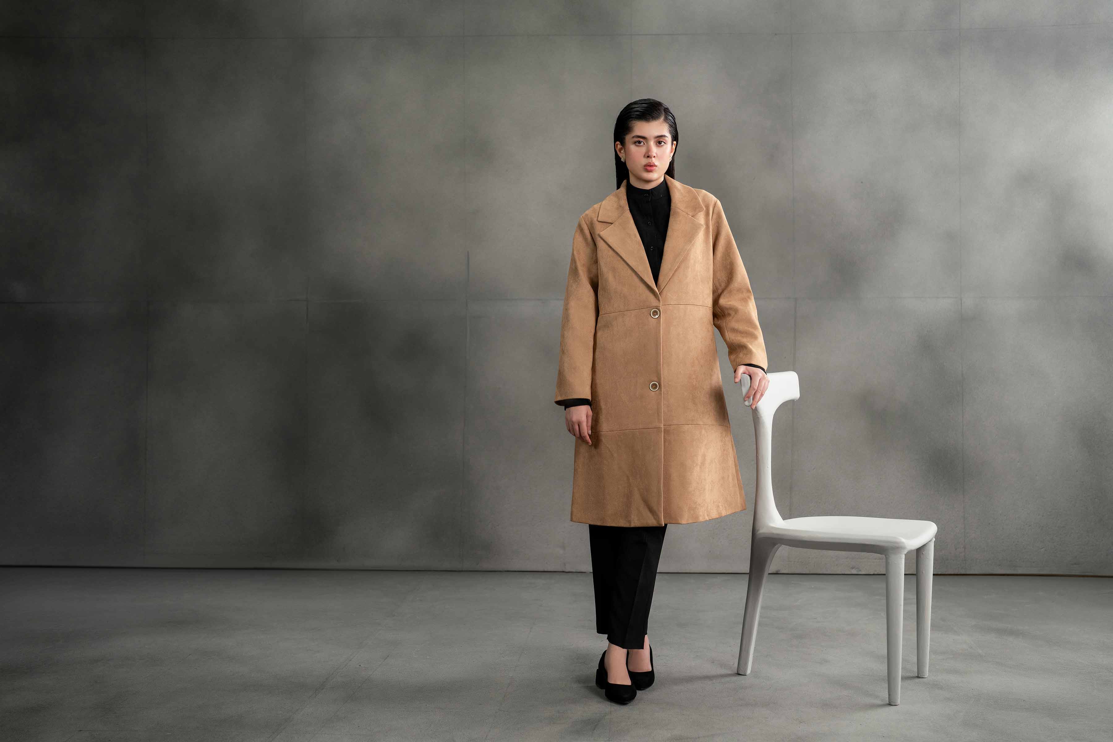 NishatUK - Brown Solids Soft Cozy and Durable 1-piece ready to wear Coat