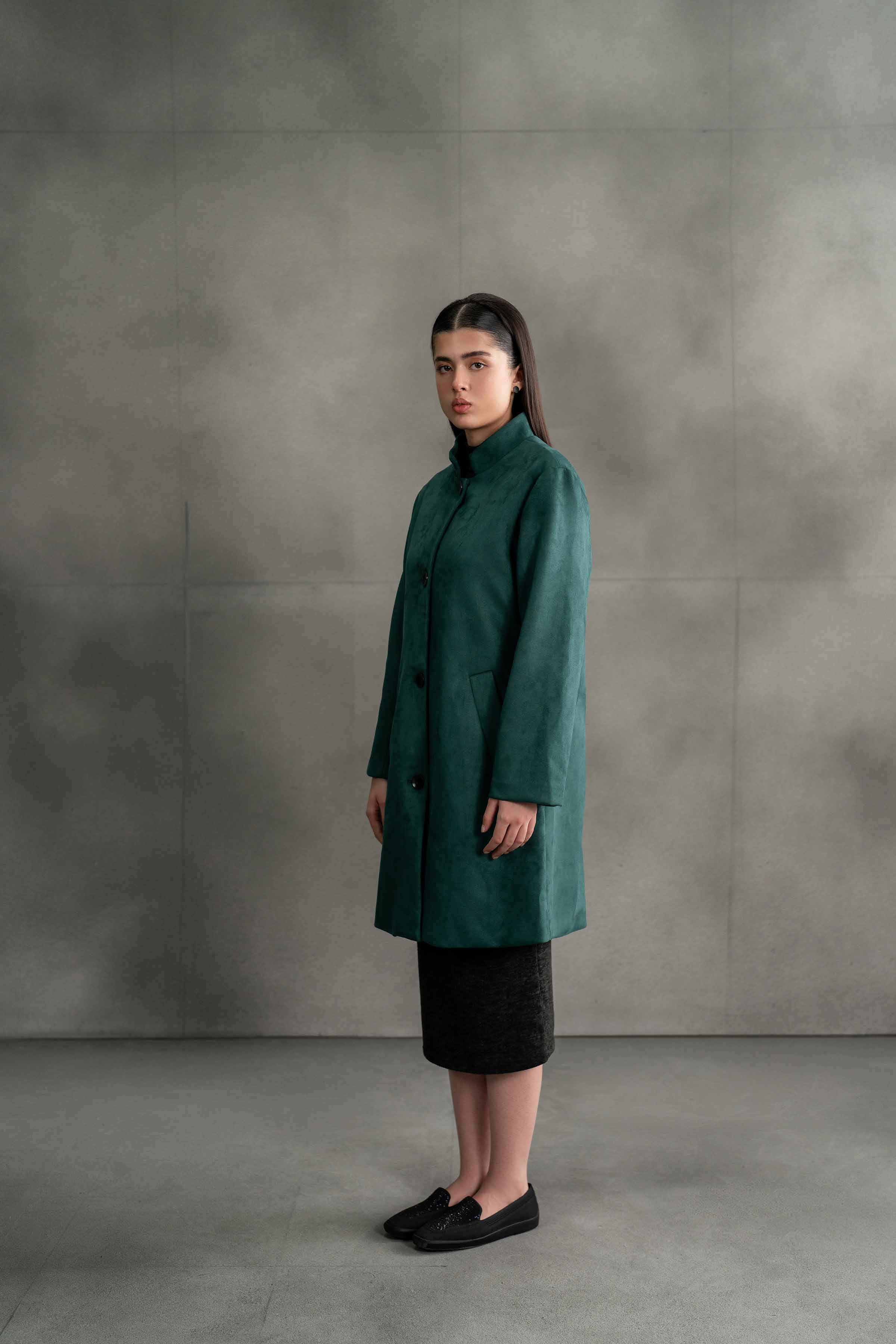 NishatUK - Green Solids Soft Cozy and Durable 1-piece ready to wear Coat