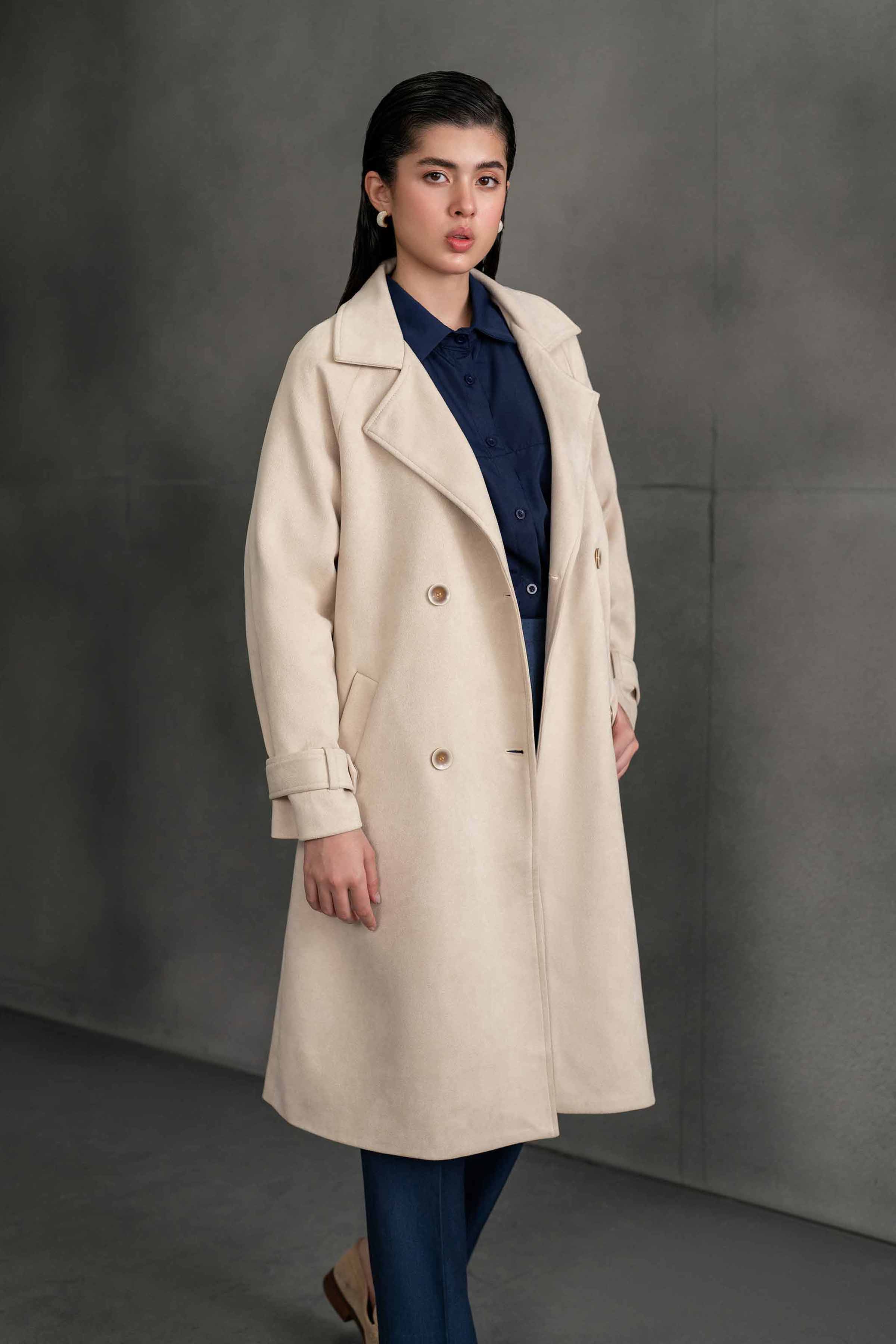 NishatUK - Brown Solids Soft Cozy and Durable 1-piece ready to wear Coat