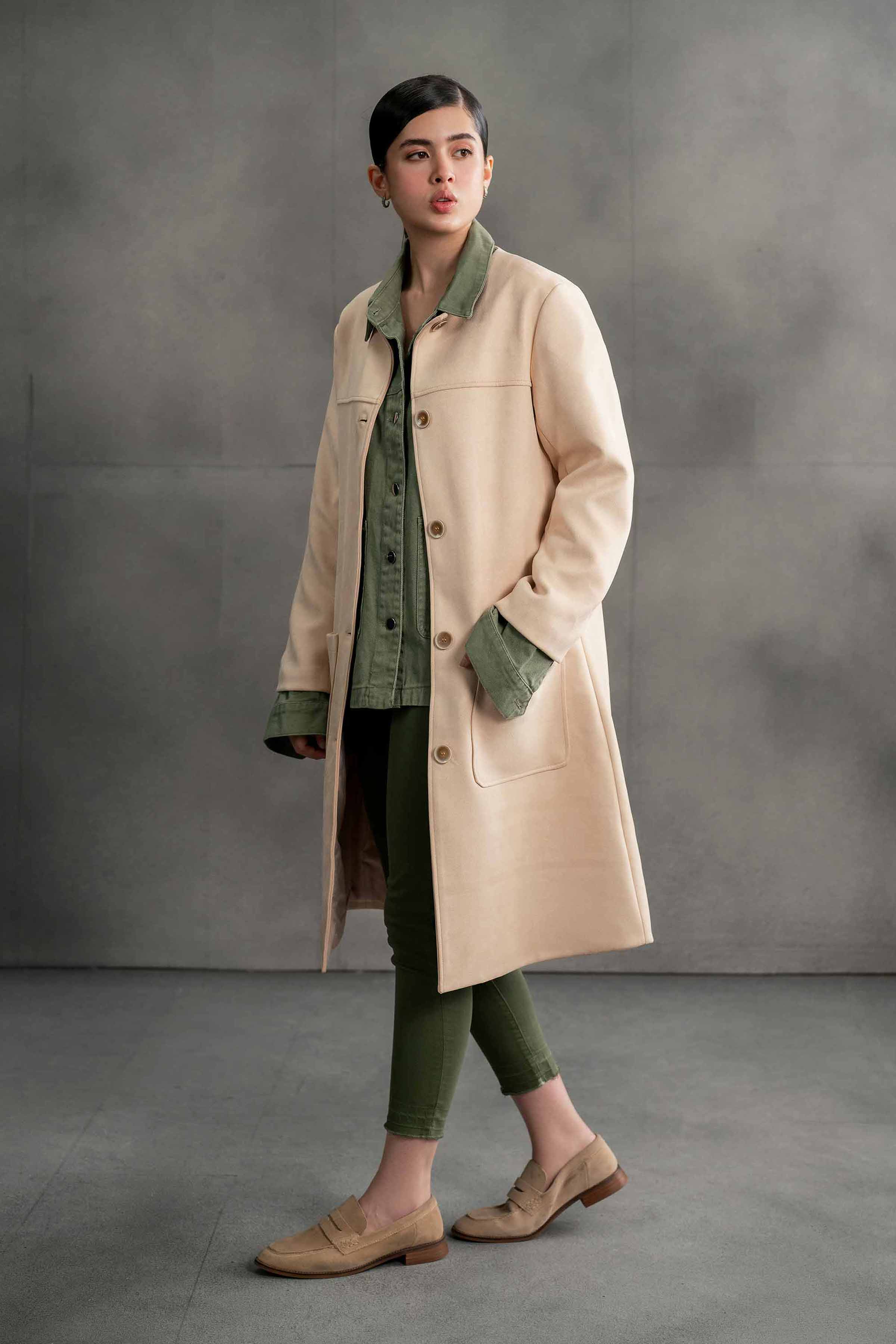 NishatUK - Brown Solids Soft Cozy and Durable 1-piece ready to wear Coat