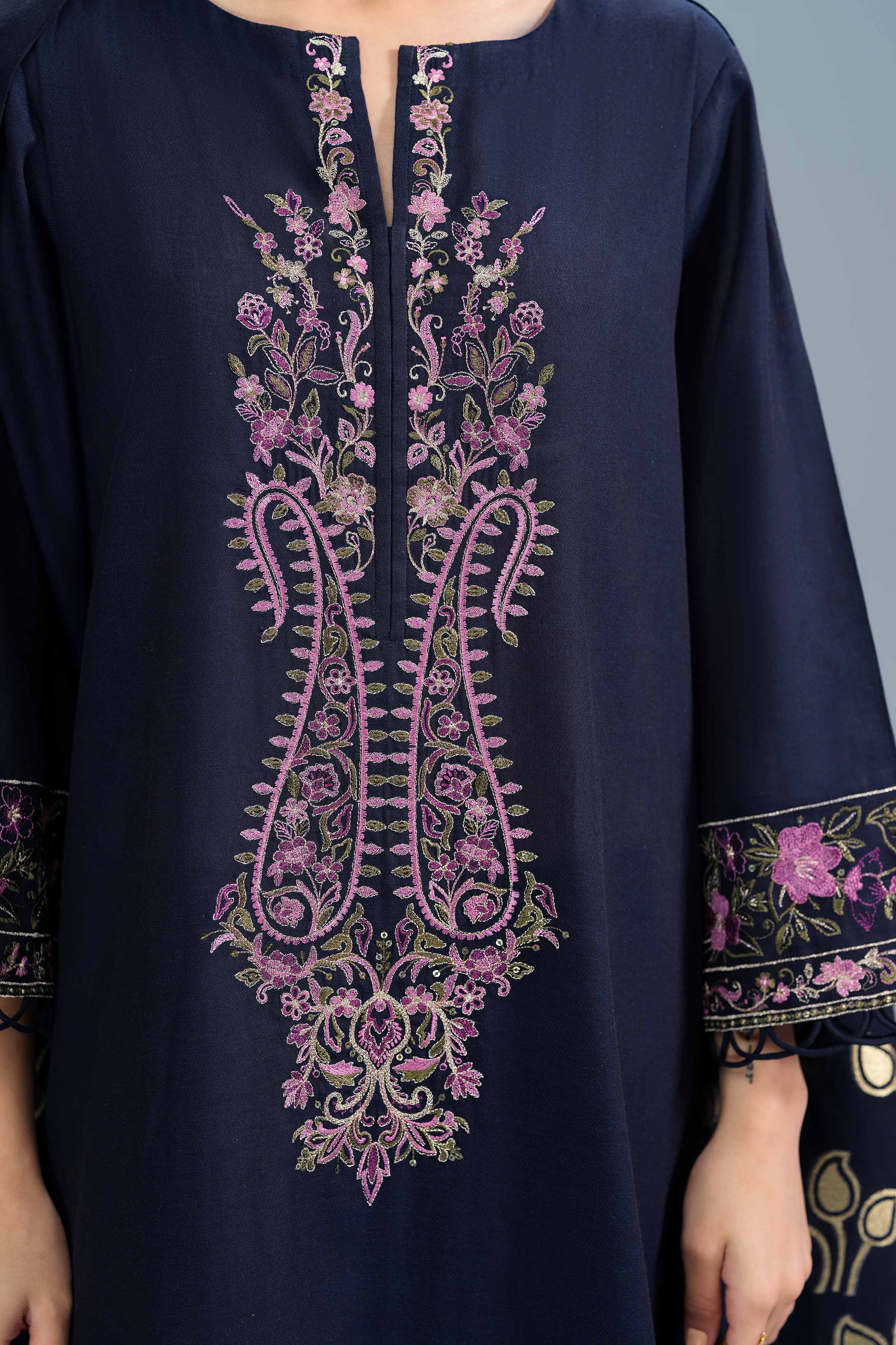NishatUK - Blue Embroidered Fancy 3-piece unstitched Suit
