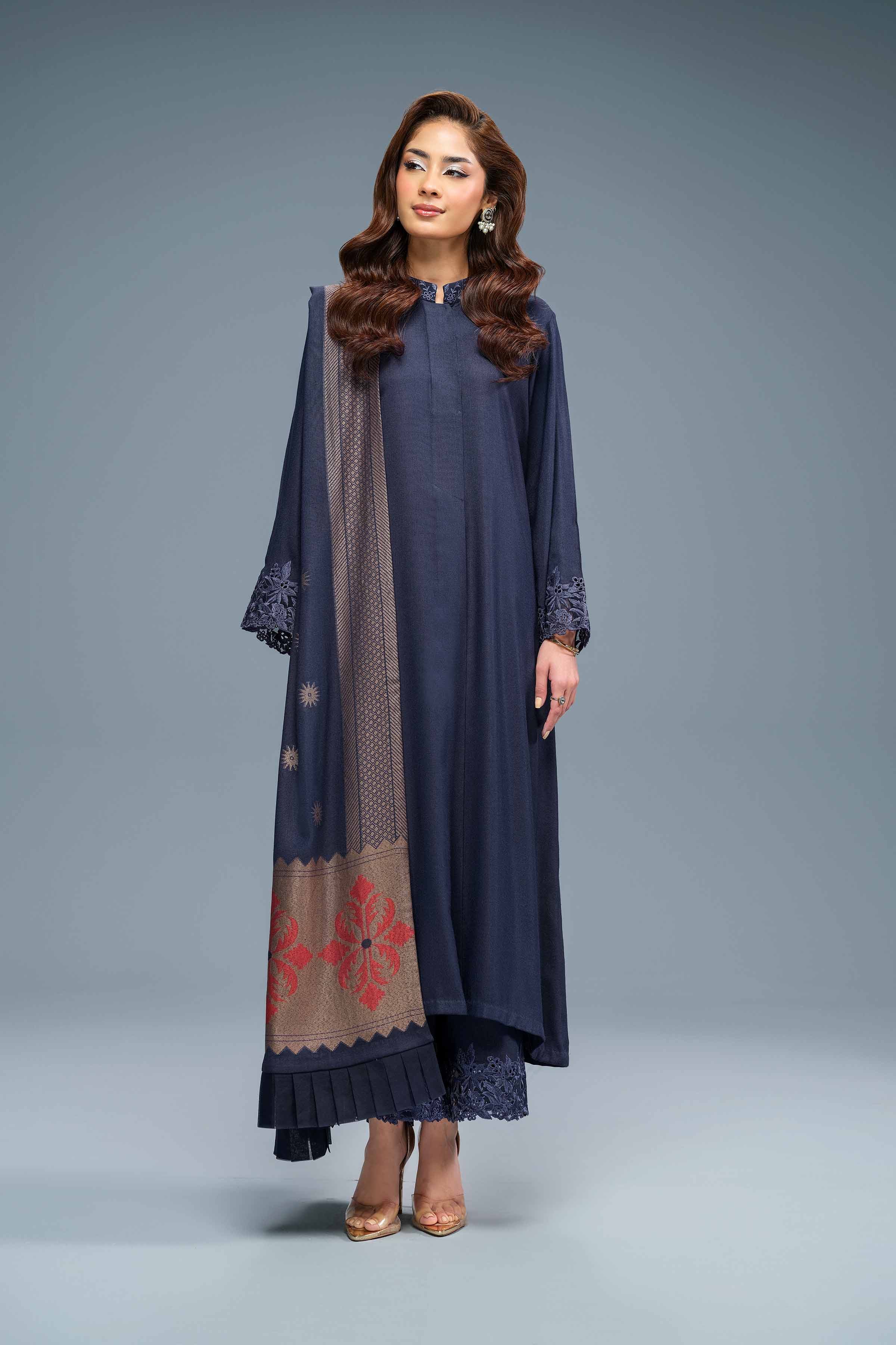 NishatUK - Blue Embroidered Fancy 3-piece unstitched Suit