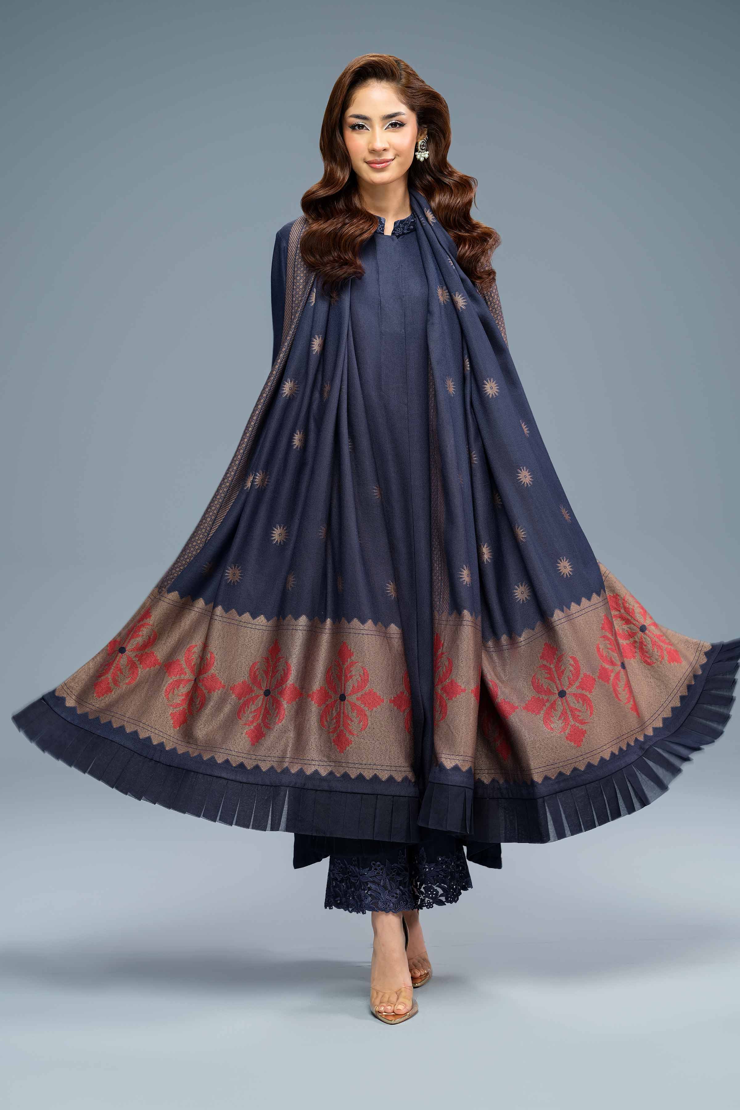 NishatUK - Blue Embroidered Fancy 3-piece unstitched Suit