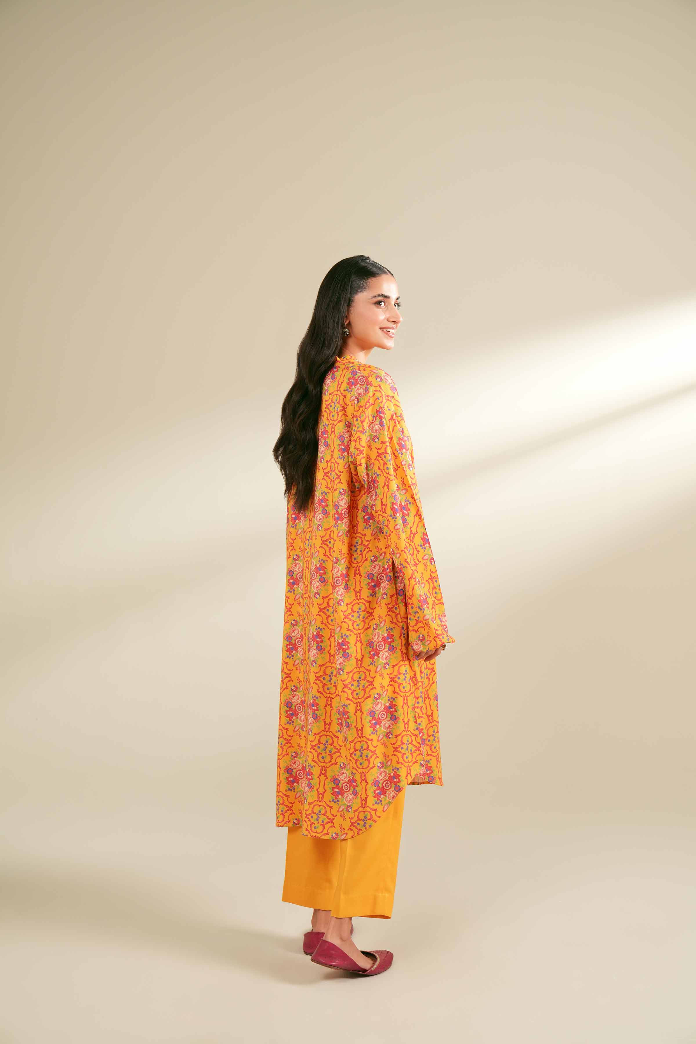 NishatUK - Yellow Printed Linen 2-piece unstitched Dress