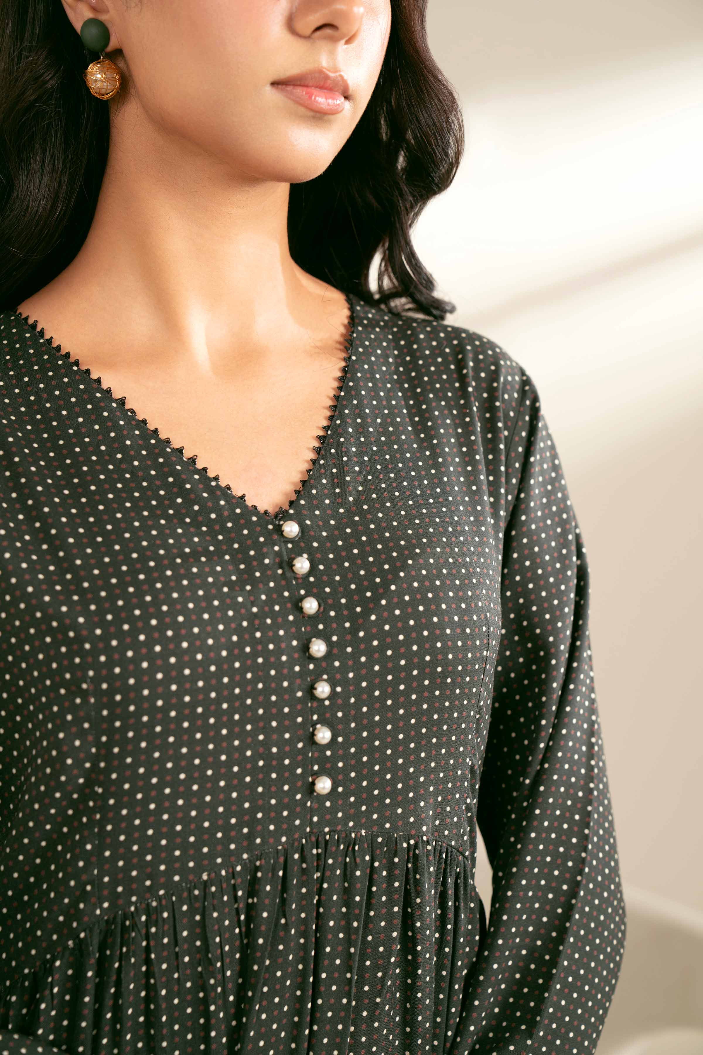 NishatUK - Black Printed Linen 2-piece unstitched Dress