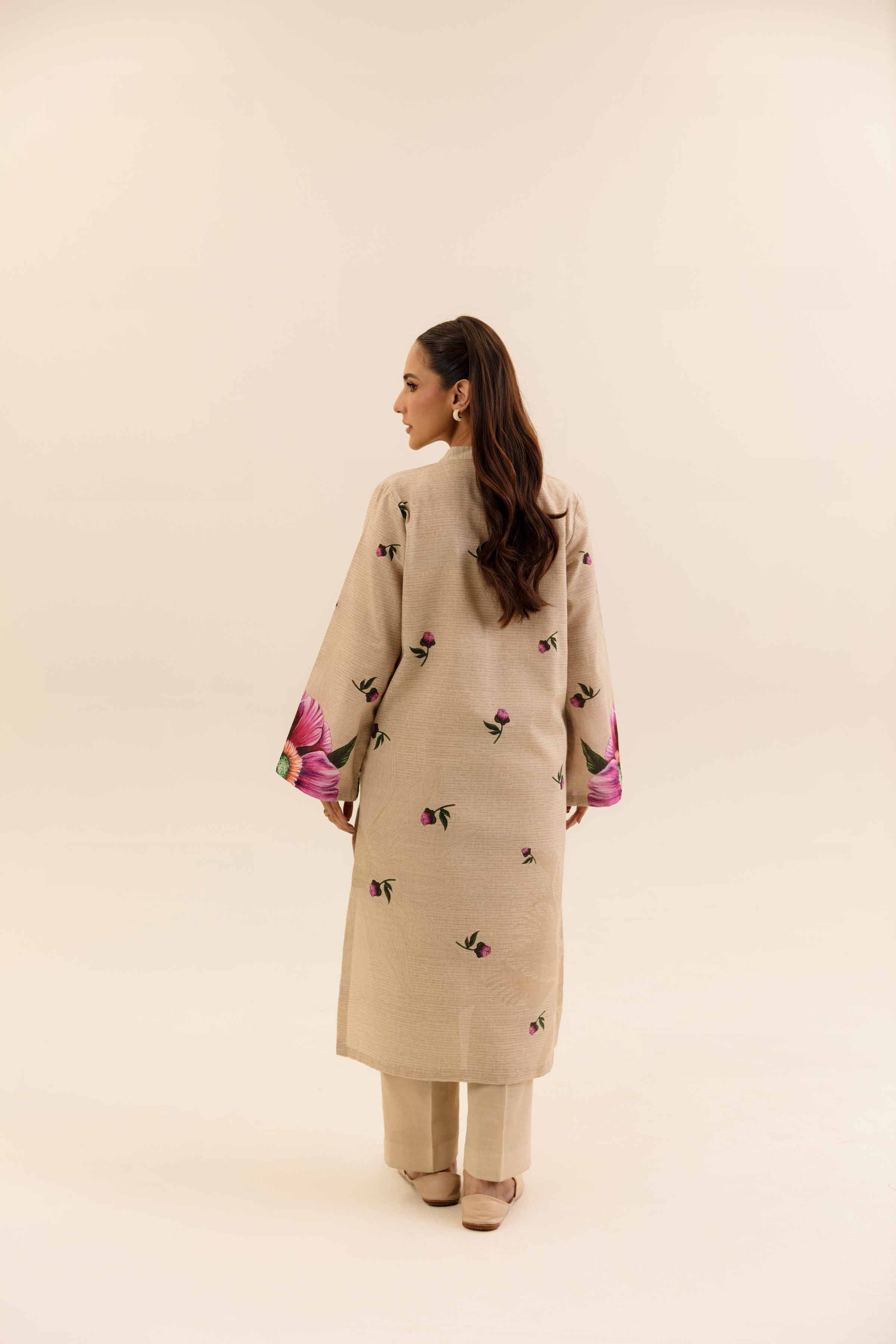 NishatUK - Beige Printed Khaddar 2-piece unstitched Dress