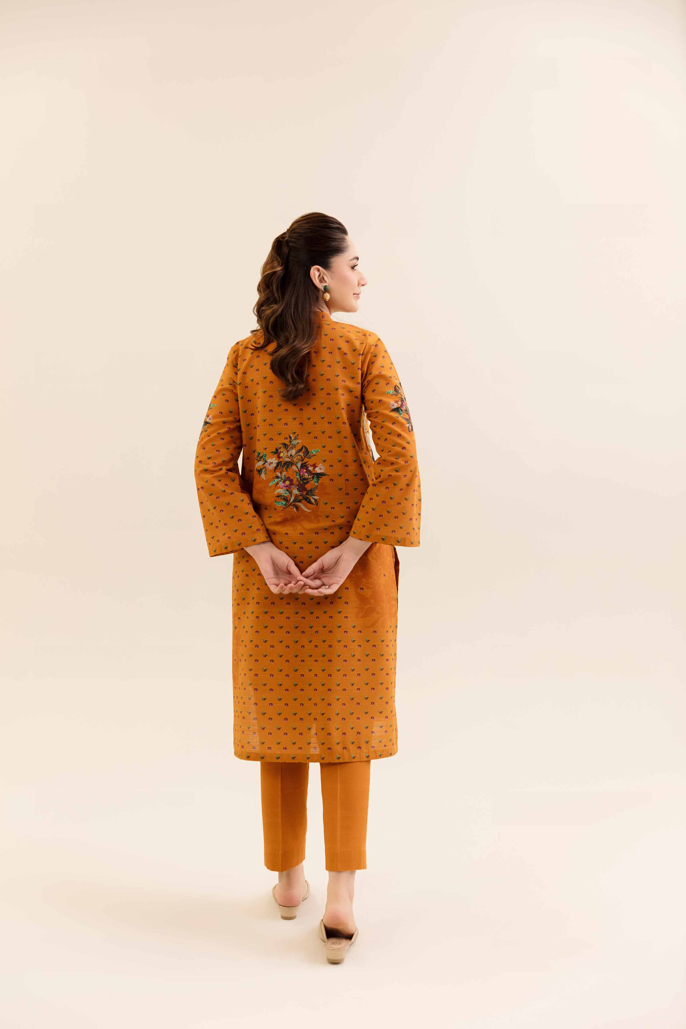 NishatUK - Orange Printed Khaddar 2-piece unstitched Dress
