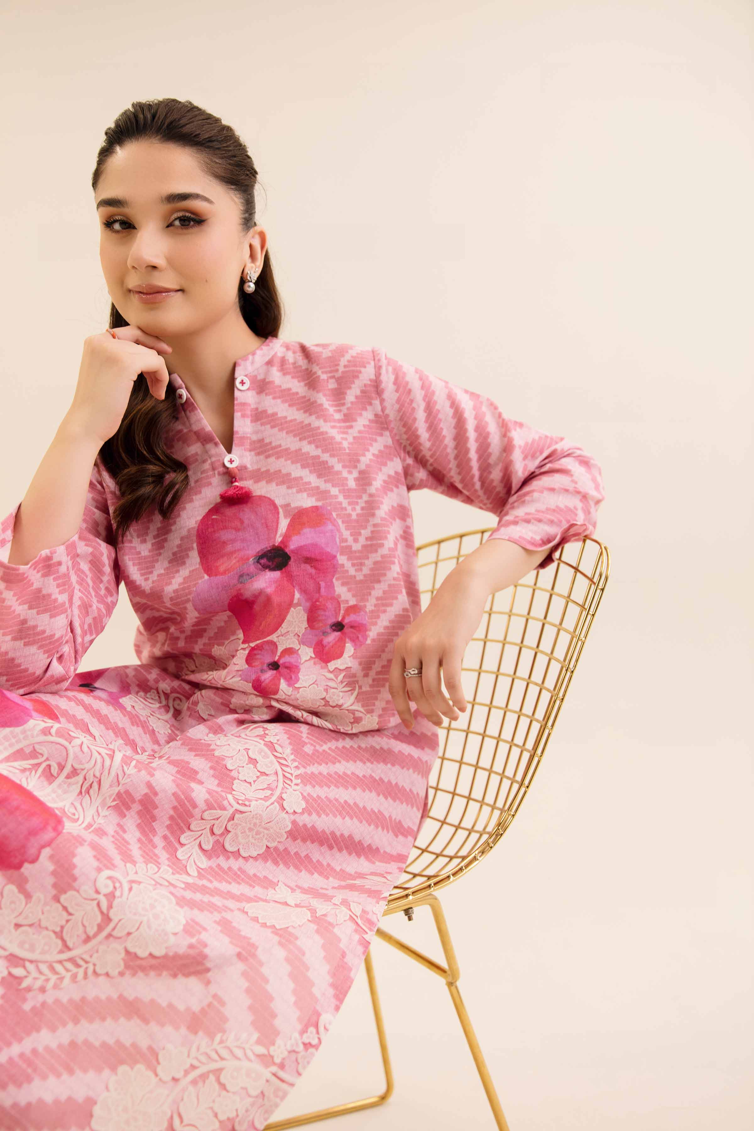 NishatUK - Pink Printed Khaddar 2-piece unstitched Dress