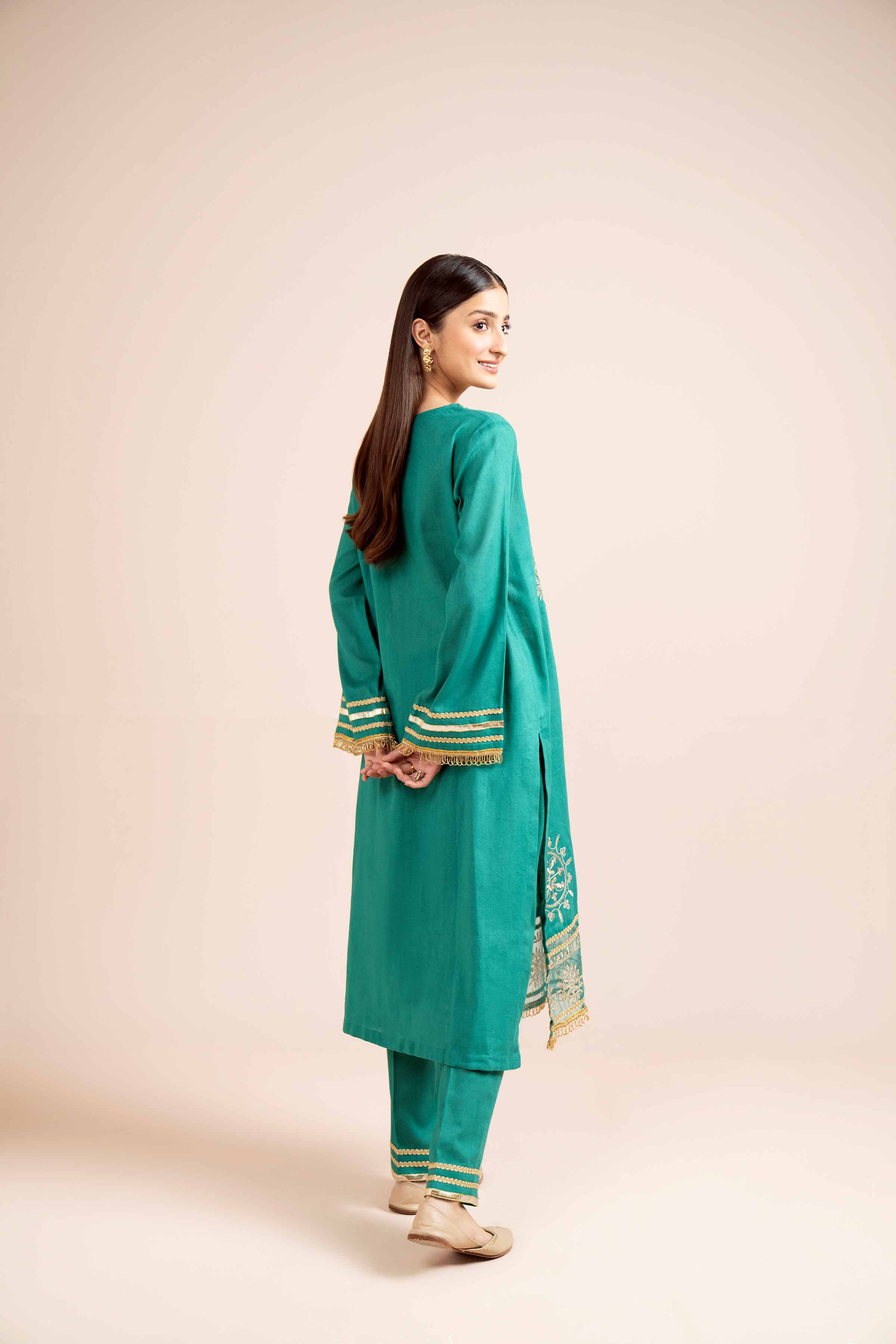 NishatUK - Sea Green Embroidered Cotton 2-piece unstitched Dress