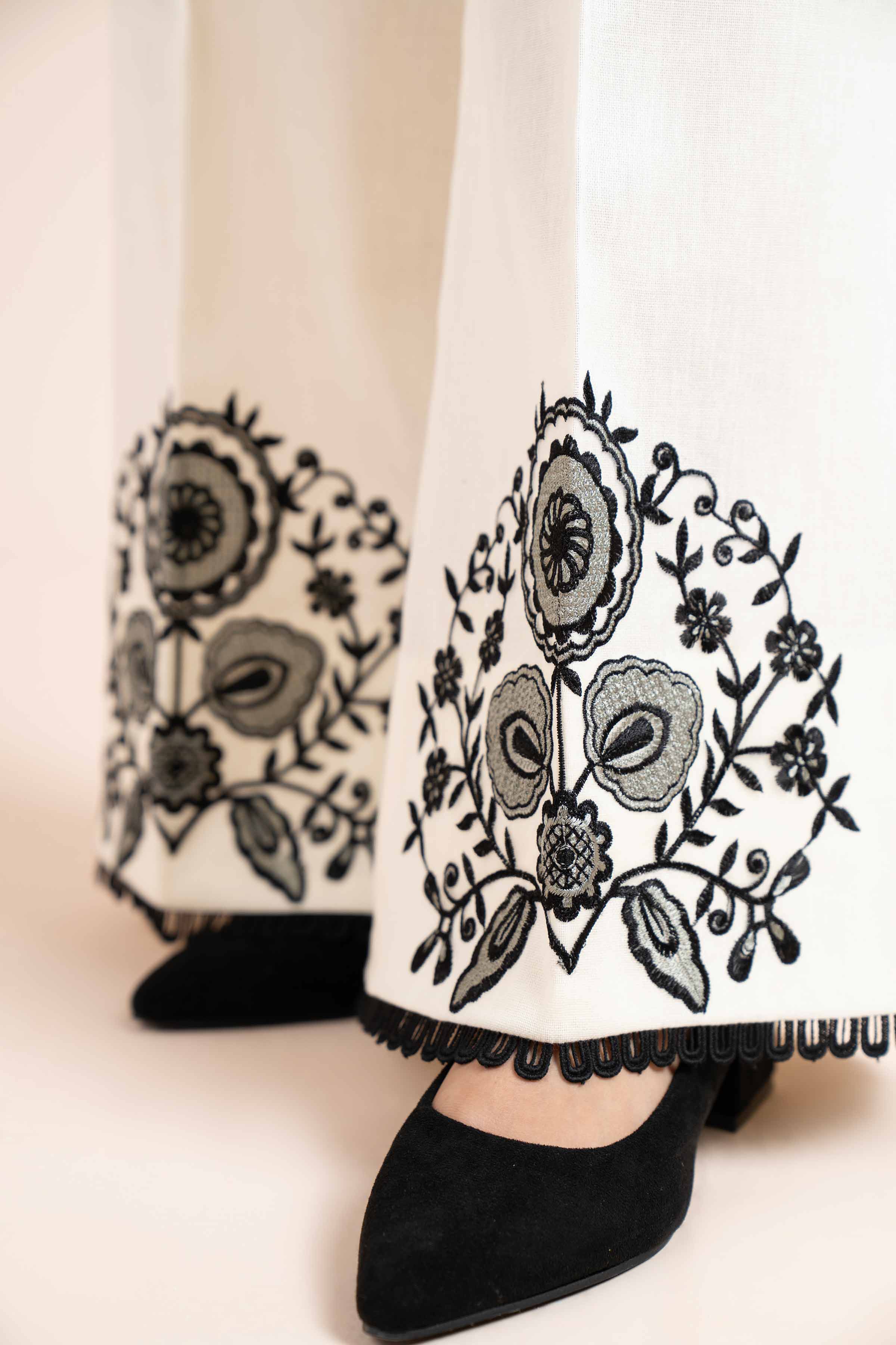 NishatUK - Off White Embroidered Cotton 2-piece unstitched Dress