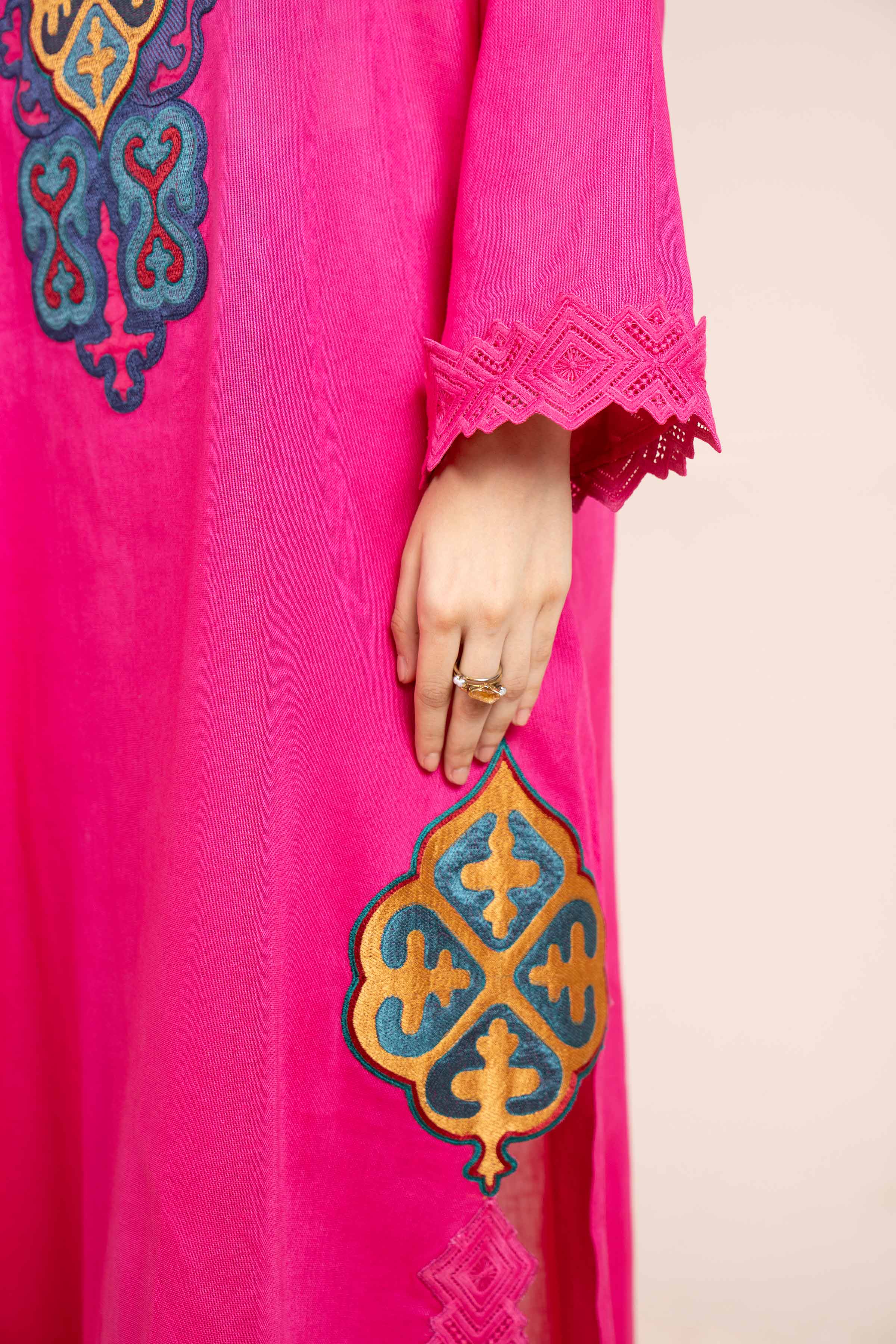 NishatUK - Pink Embroidered Cotton 2-piece unstitched Dress