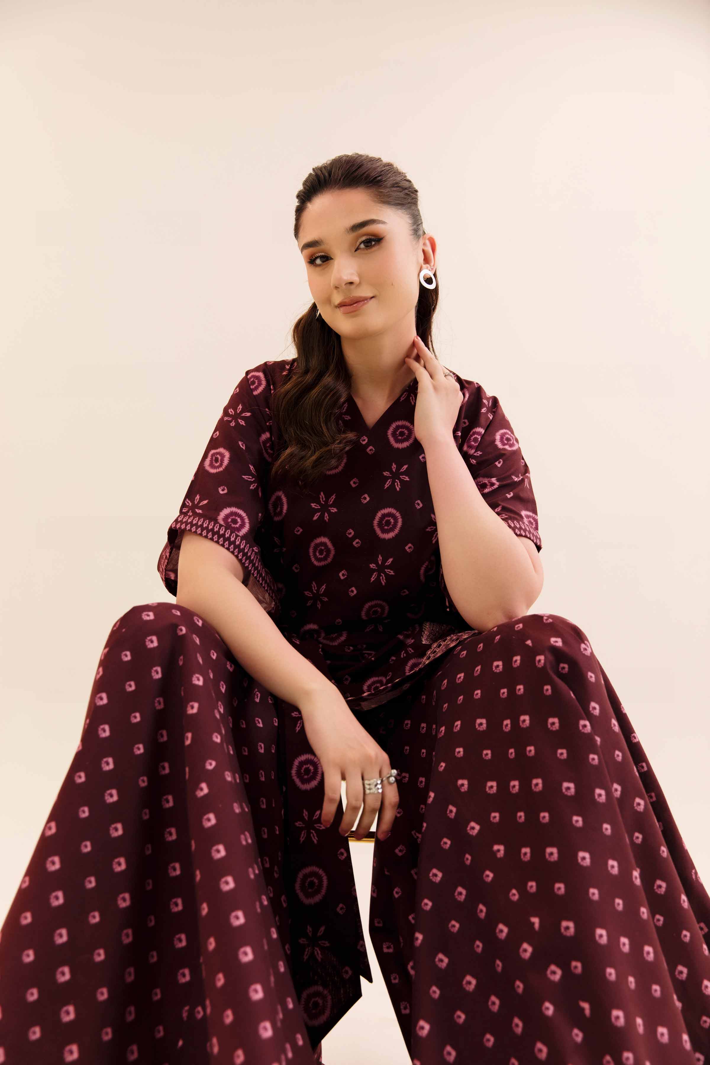 NishatUK - Red Embroidered Cotton 2-piece unstitched Dress