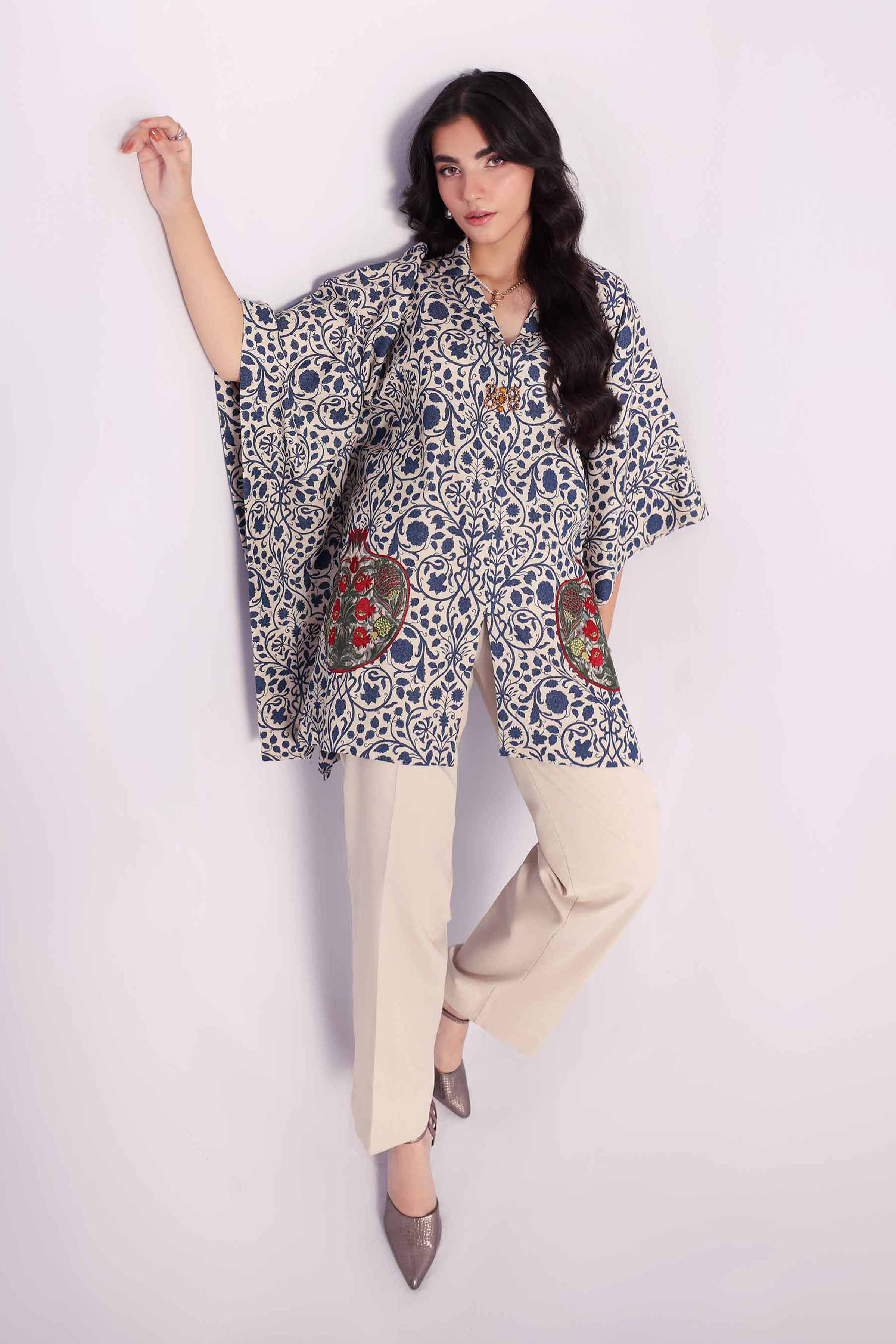 NishatUK - Brown Embroidered Karandi 2-piece unstitched Dress