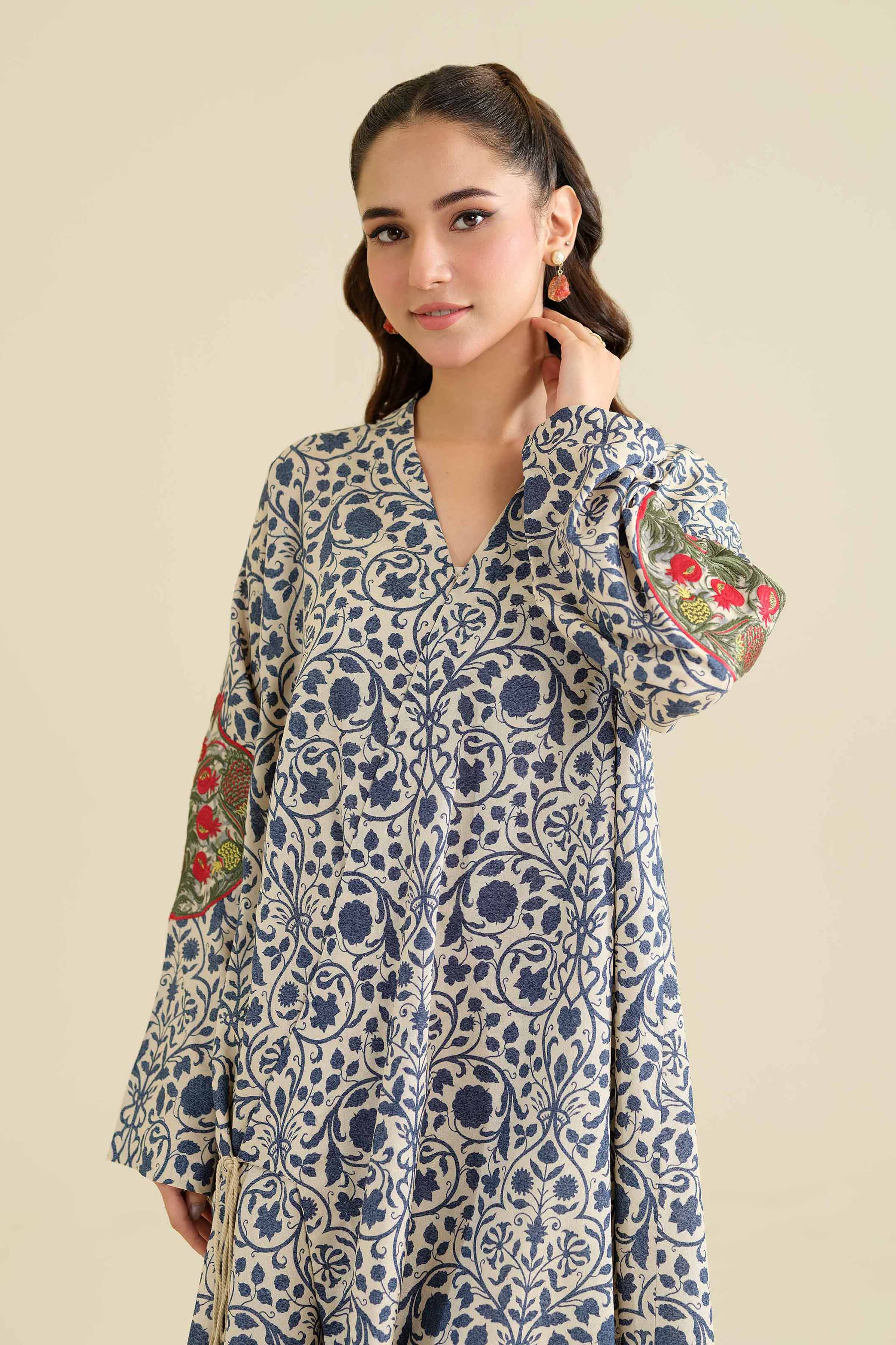 NishatUK - Brown Embroidered Karandi 2-piece unstitched Dress