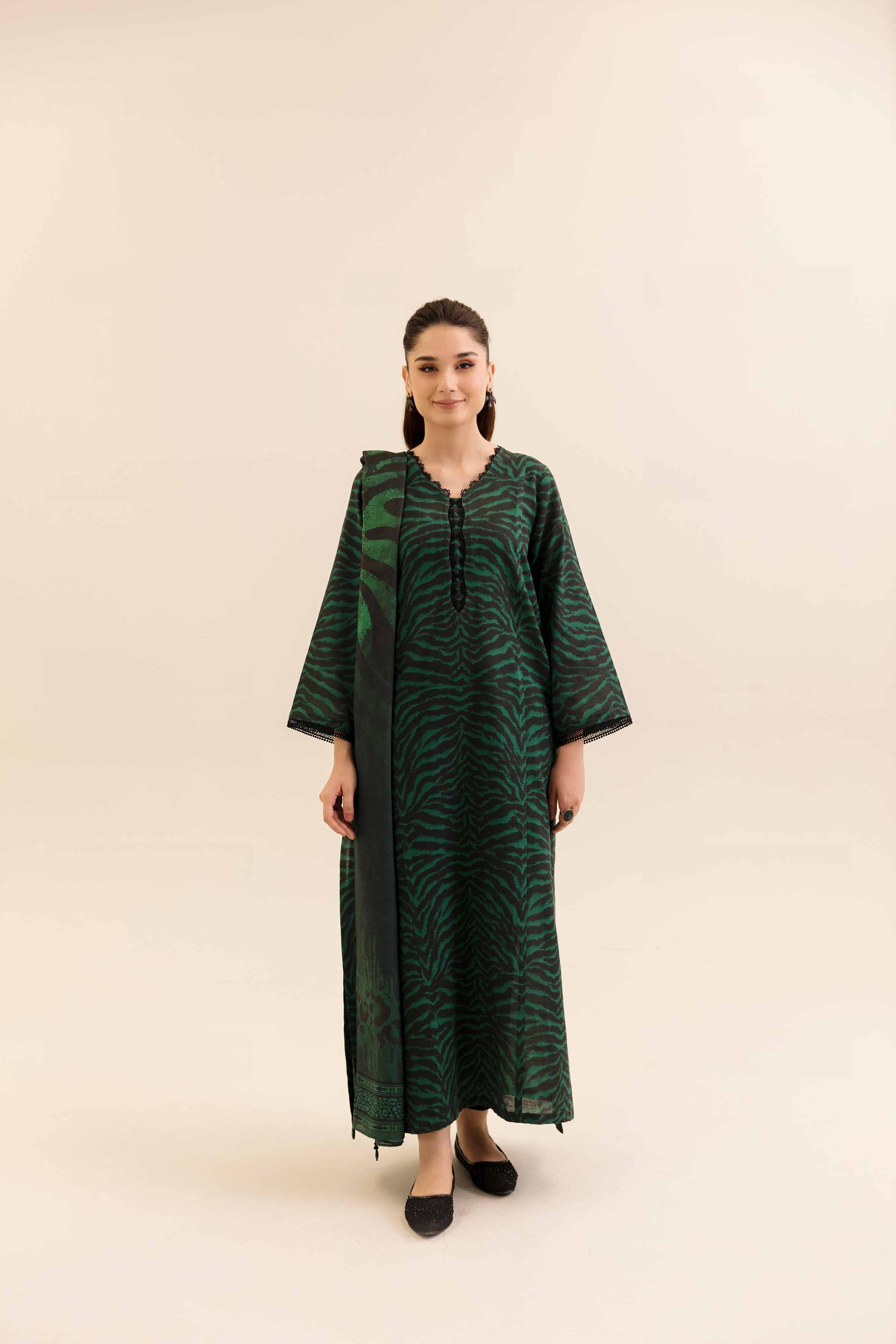 NishatUK - Green Printed Khaddar 2-piece unstitched Dress