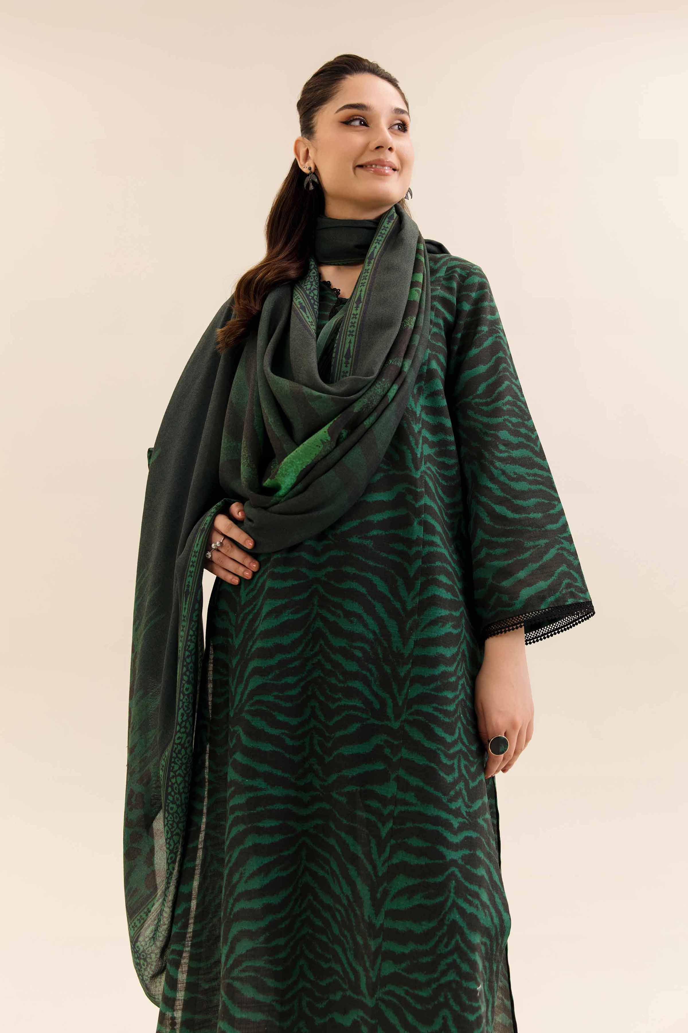 NishatUK - Green Printed Khaddar 2-piece unstitched Dress