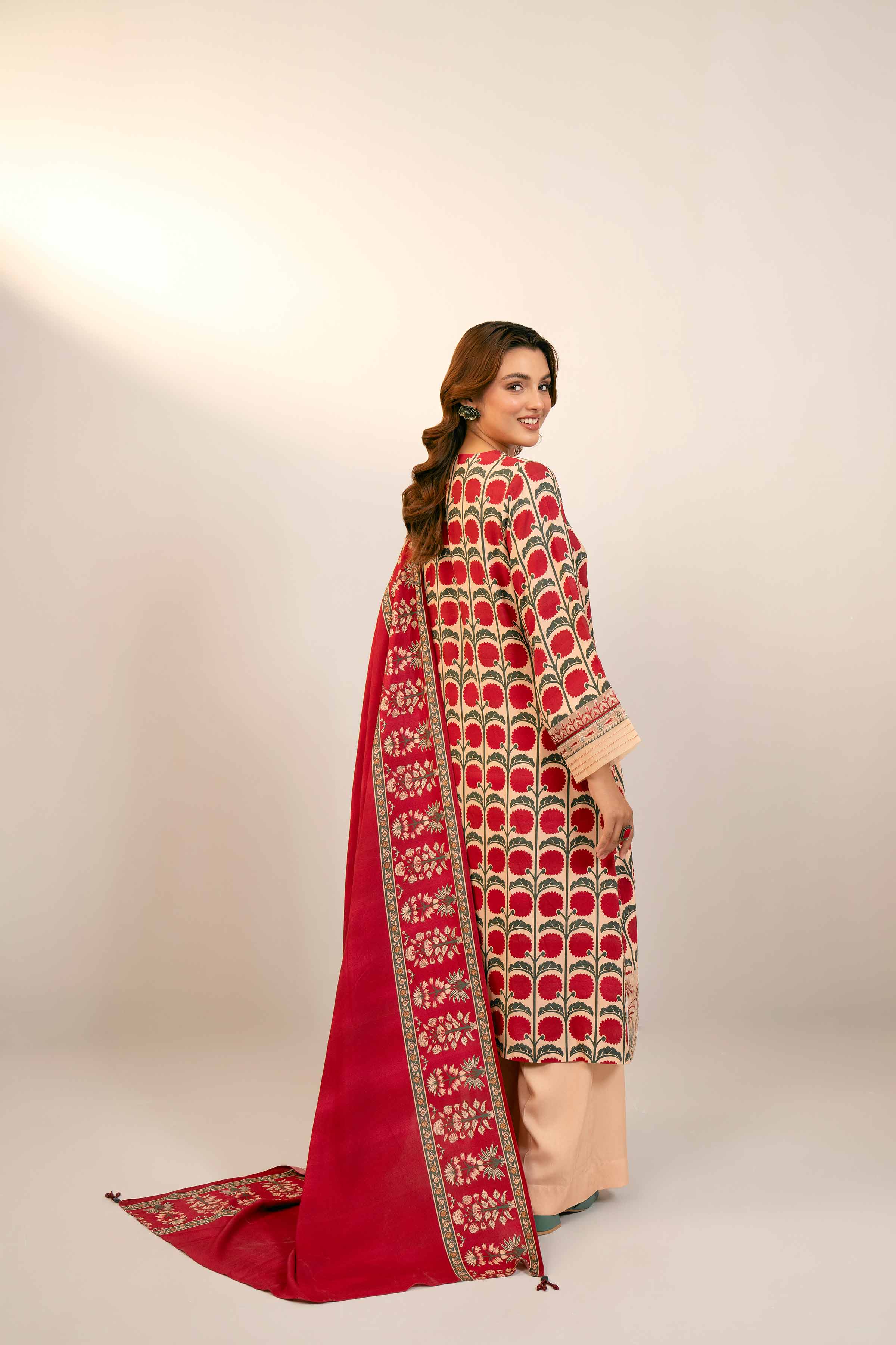 NishatUK - Pink Embroidered Linen 3-piece unstitched Suit
