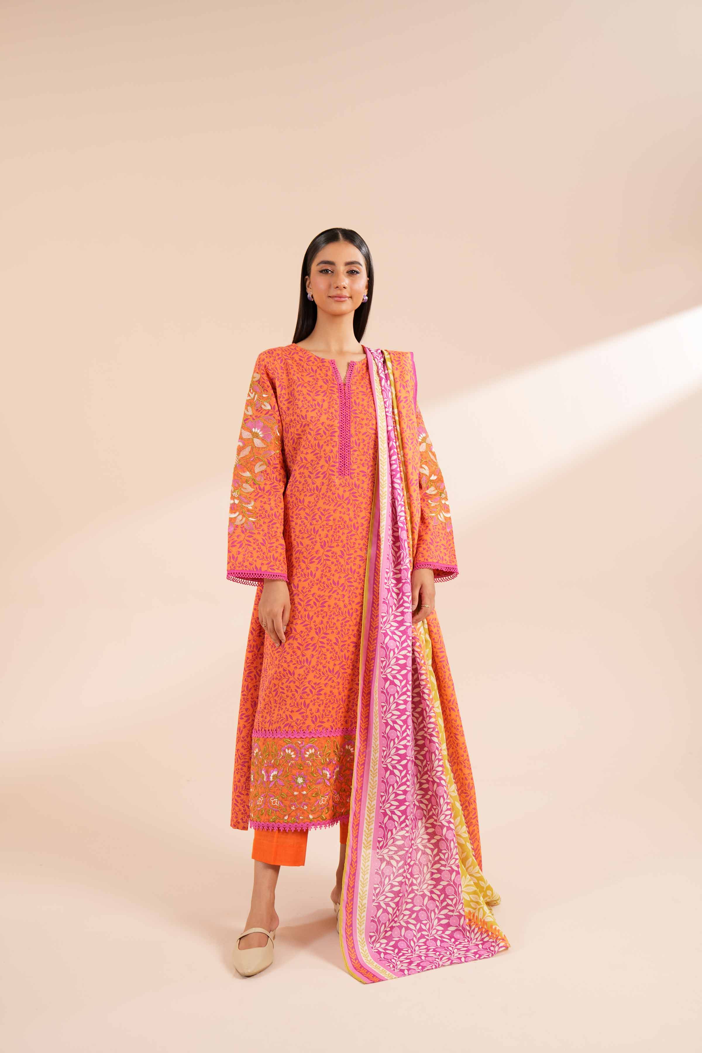 NishatUK - Green Embroidered Khaddar 3-piece unstitched Suit