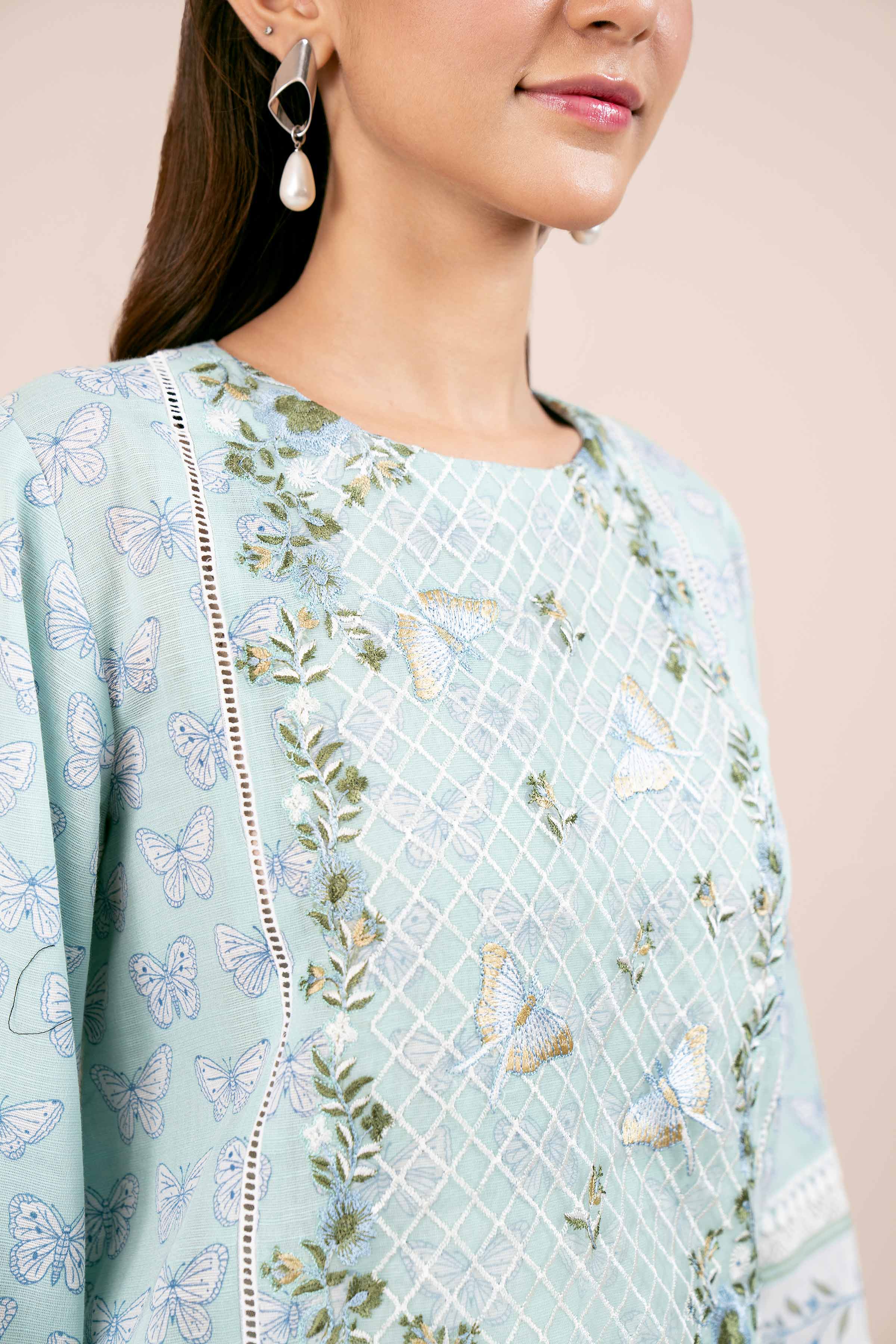 NishatUK - Mint Embroidered Khaddar 3-piece unstitched Suit