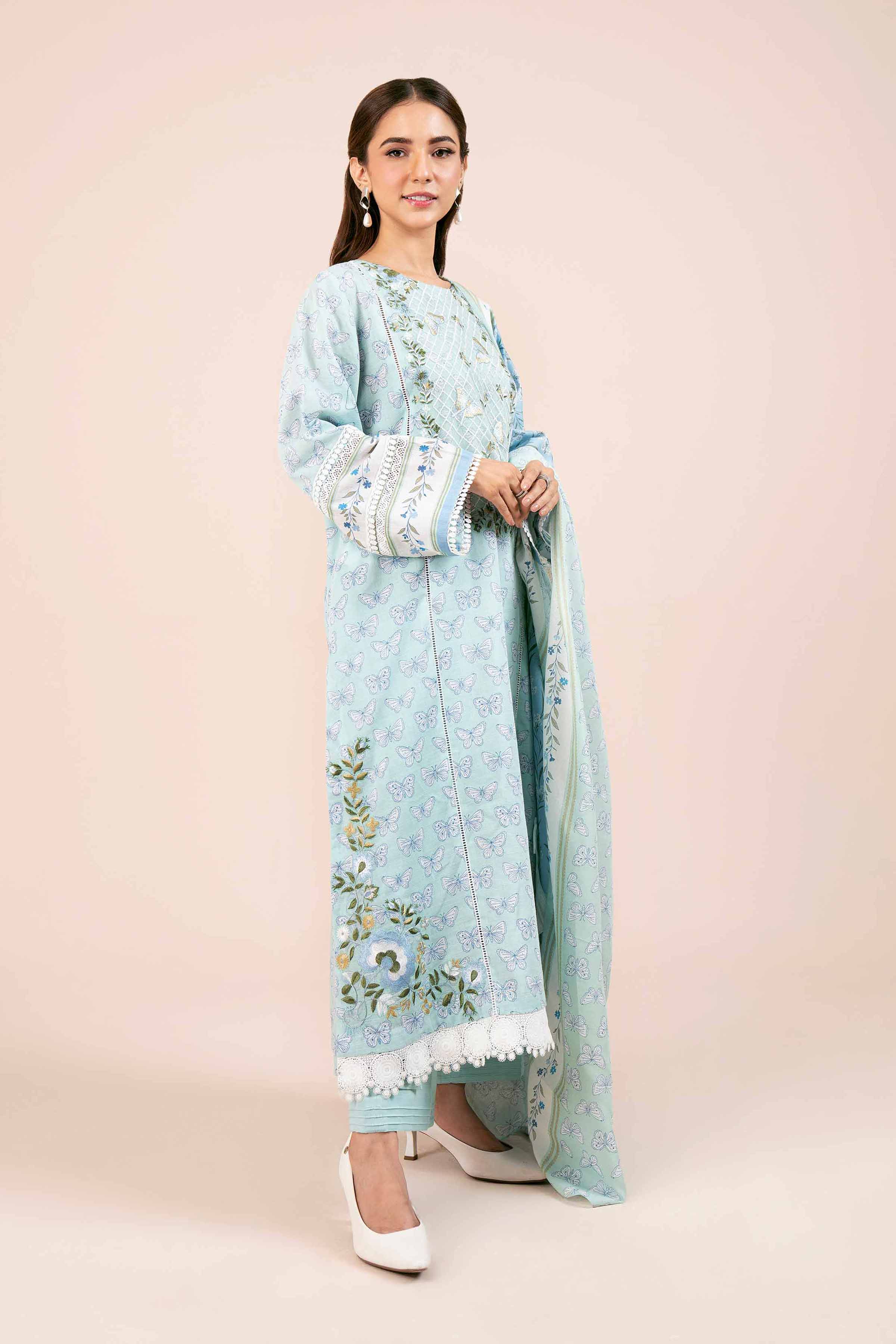 NishatUK - Mint Embroidered Khaddar 3-piece unstitched Suit