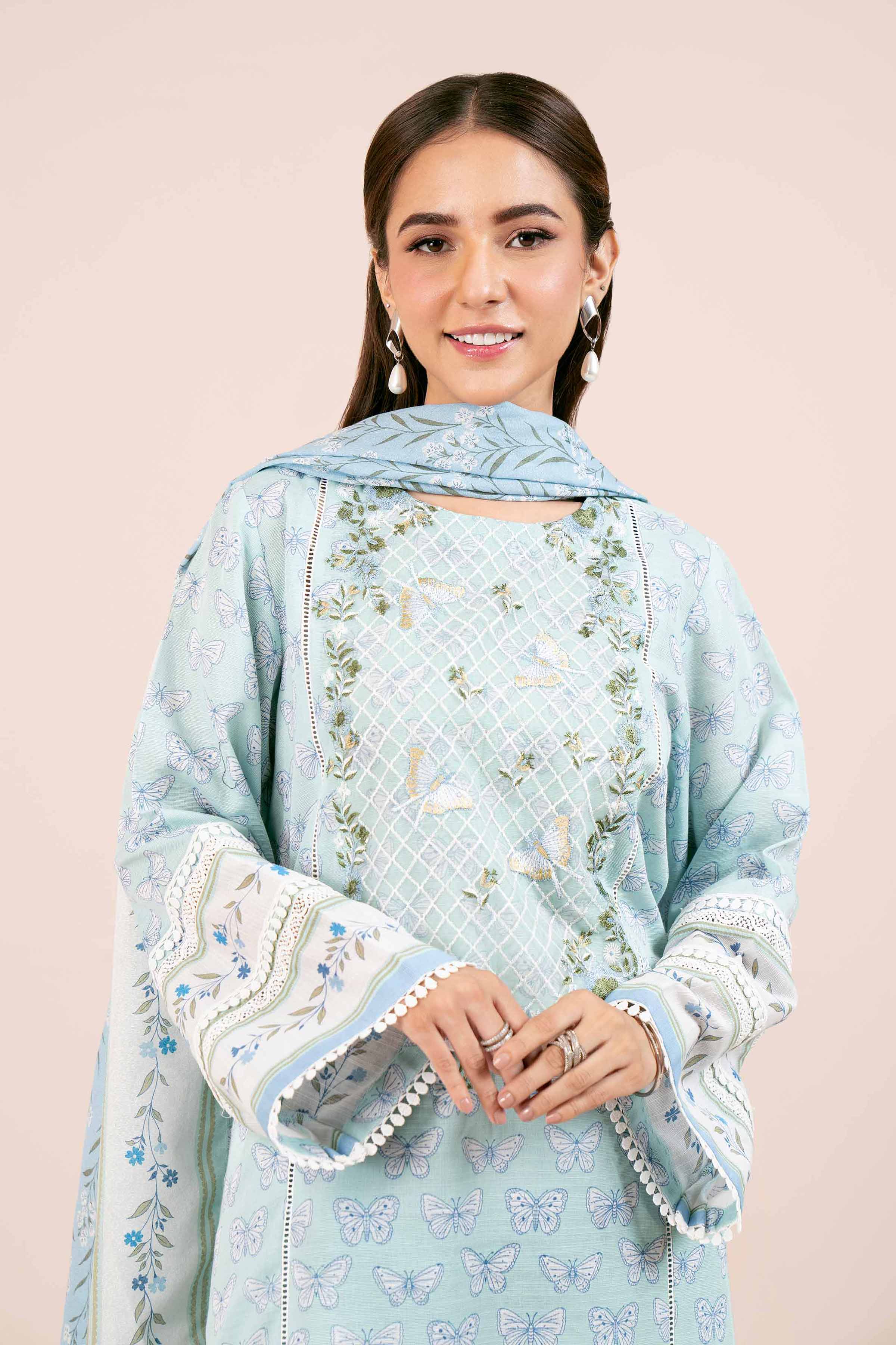 NishatUK - Mint Embroidered Khaddar 3-piece unstitched Suit