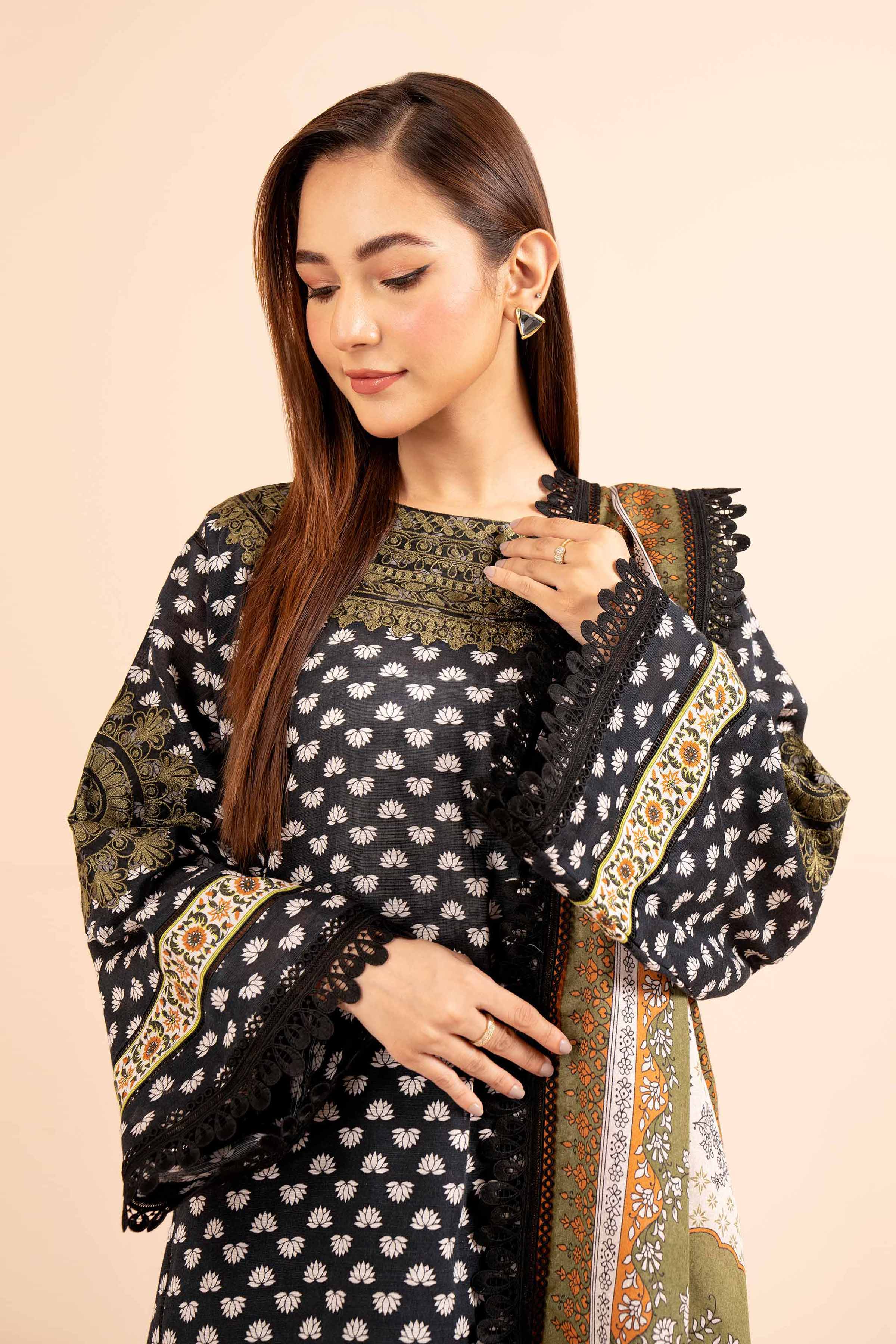 NishatUK - Green Embroidered Khaddar 3-piece unstitched Suit