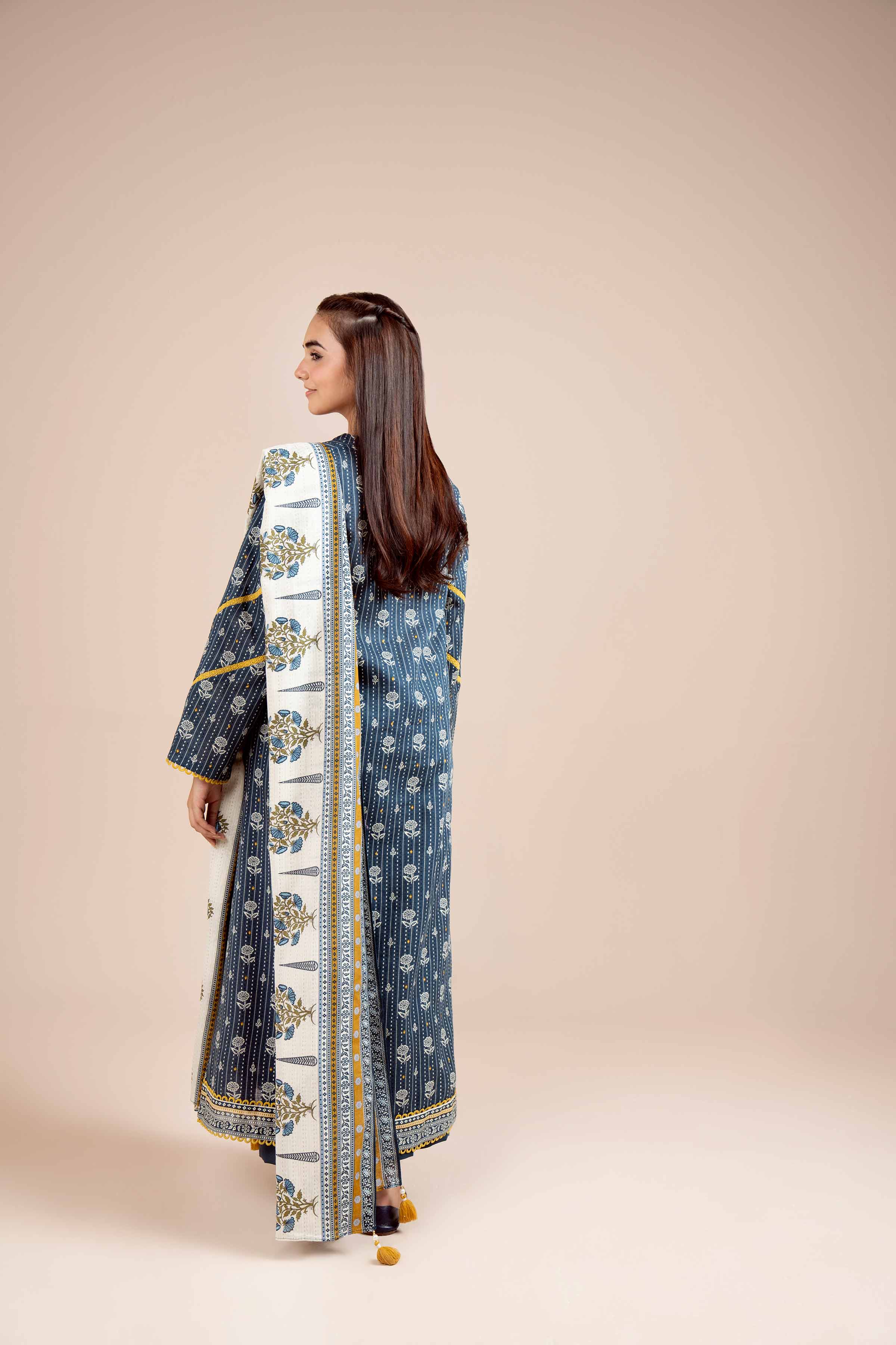 NishatUK - Beige Printed Khaddar 3-piece unstitched Suit