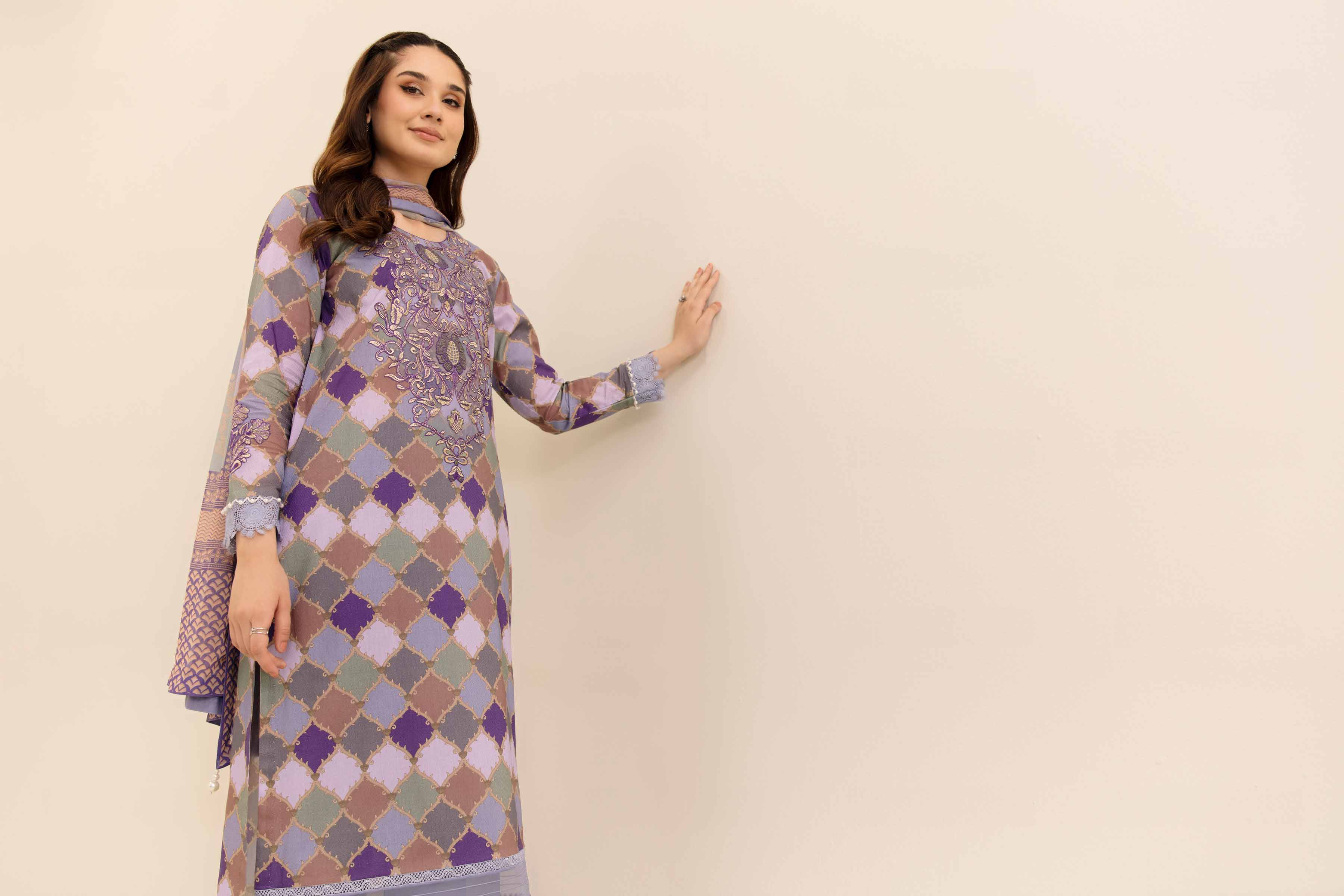 NishatUK - Multi Embroidered Cotton 3-piece unstitched Suit