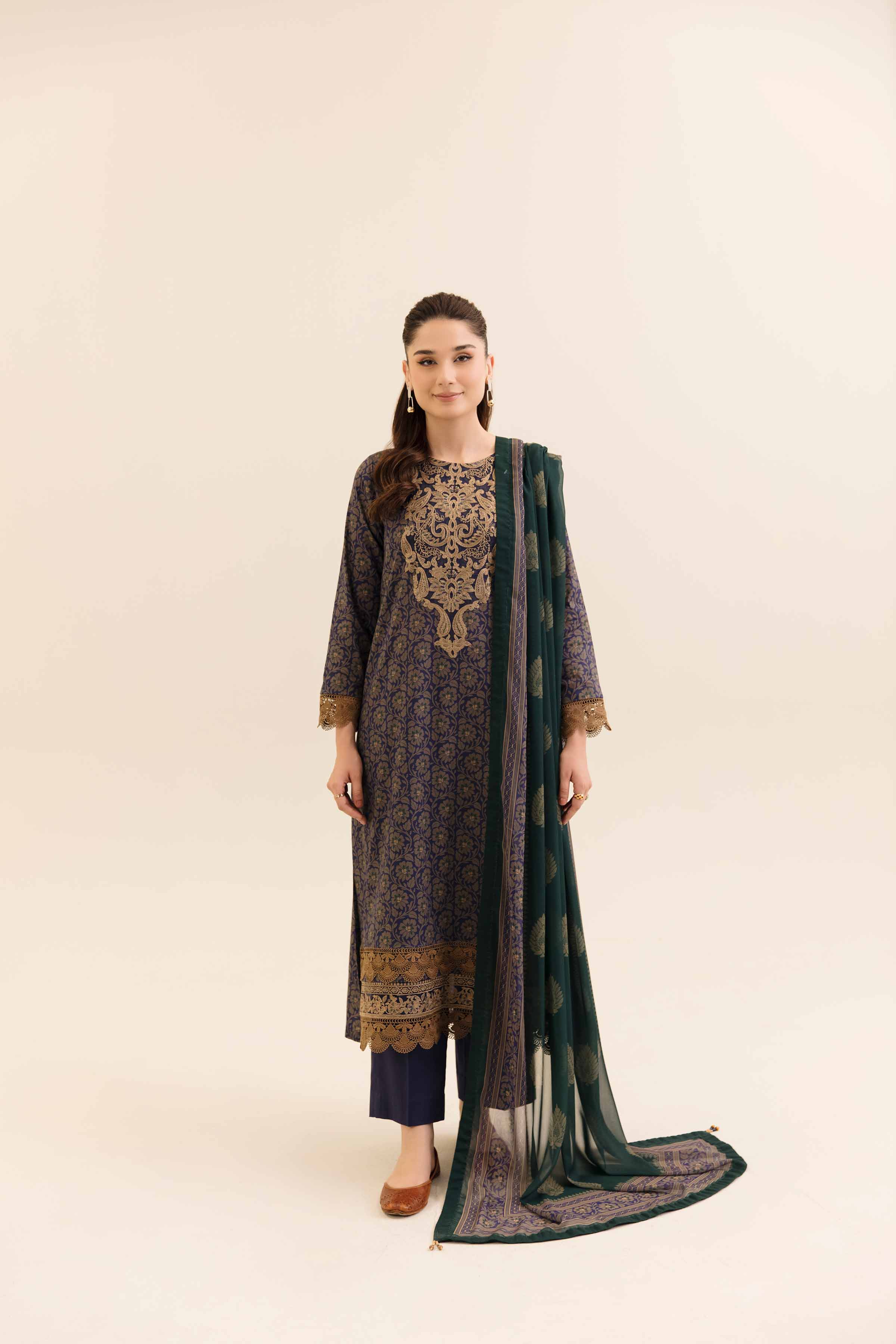NishatUK - Purple Embroidered Cotton 3-piece unstitched Suit