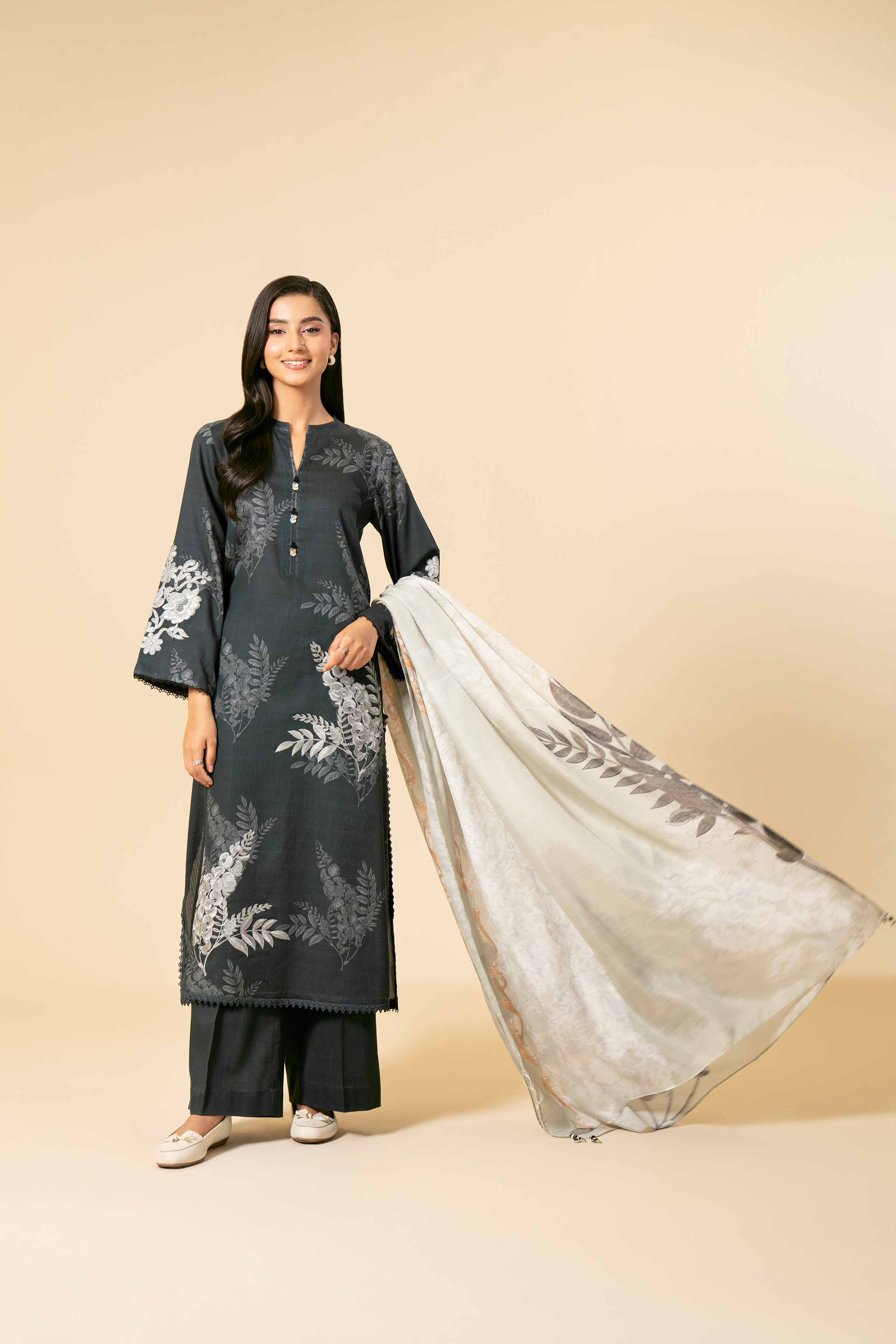 NishatUK - Green Embroidered Cotton 3-piece unstitched Suit