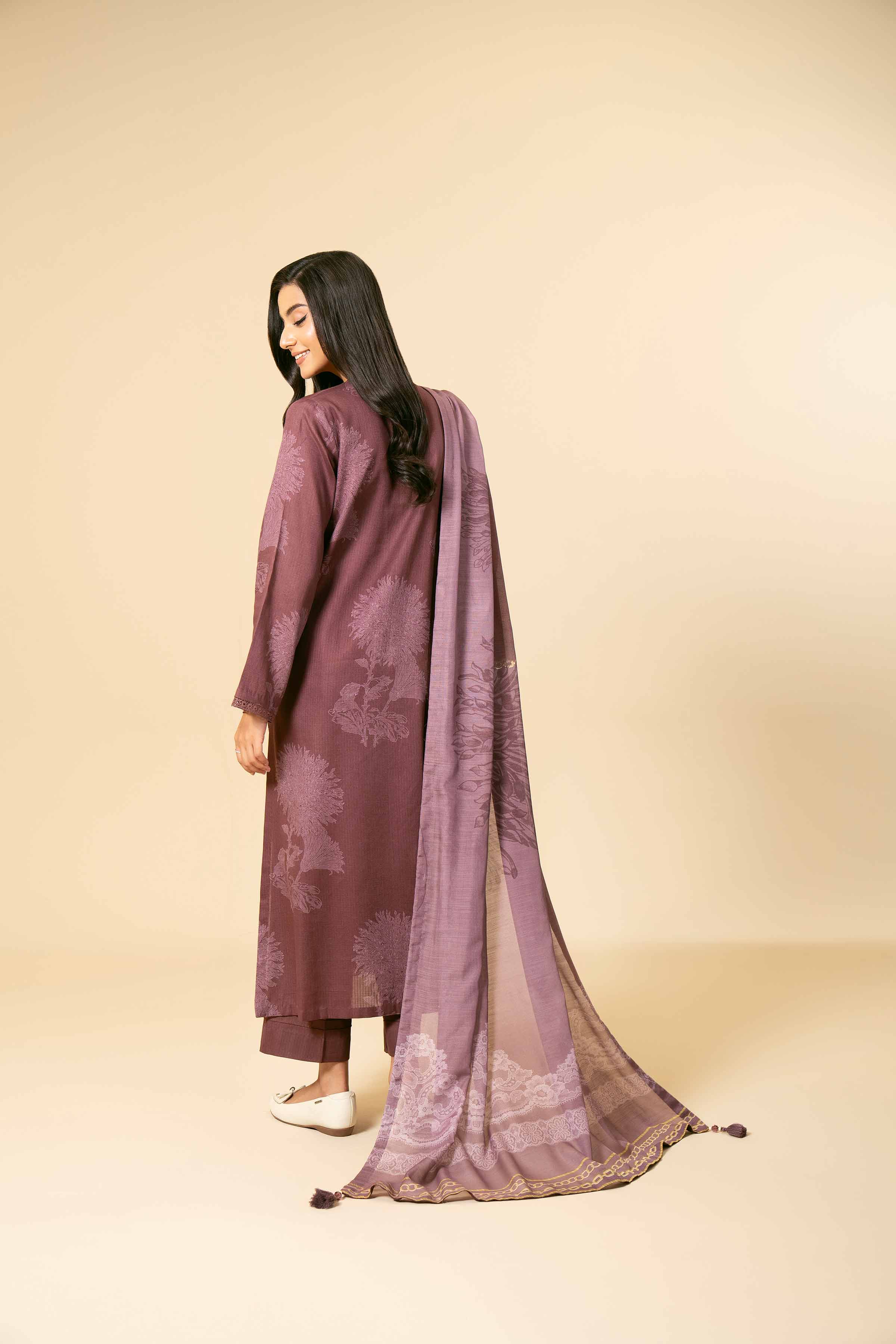 NishatUK - Purple Embroidered Cotton 3-piece unstitched Suit