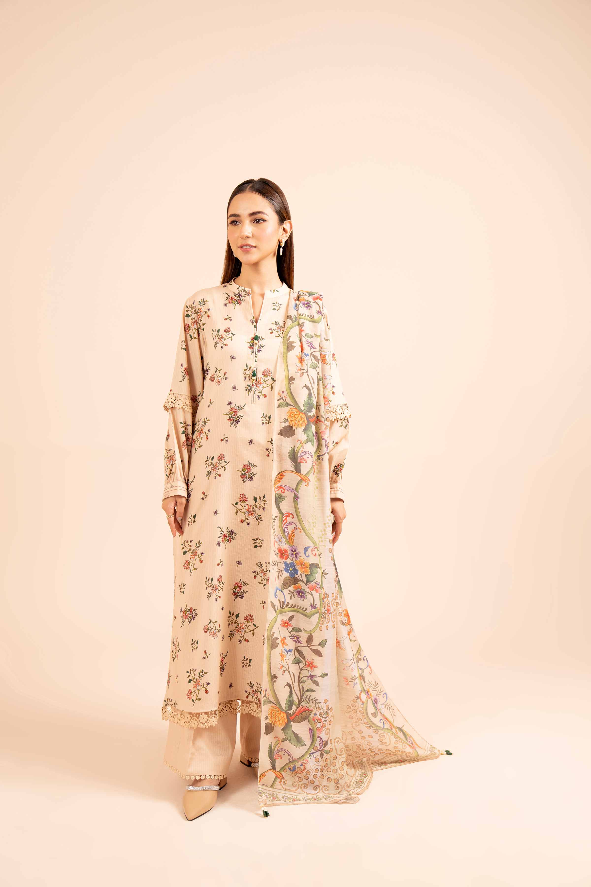 NishatUK - Skin Printed Cotton 3-piece unstitched Suit