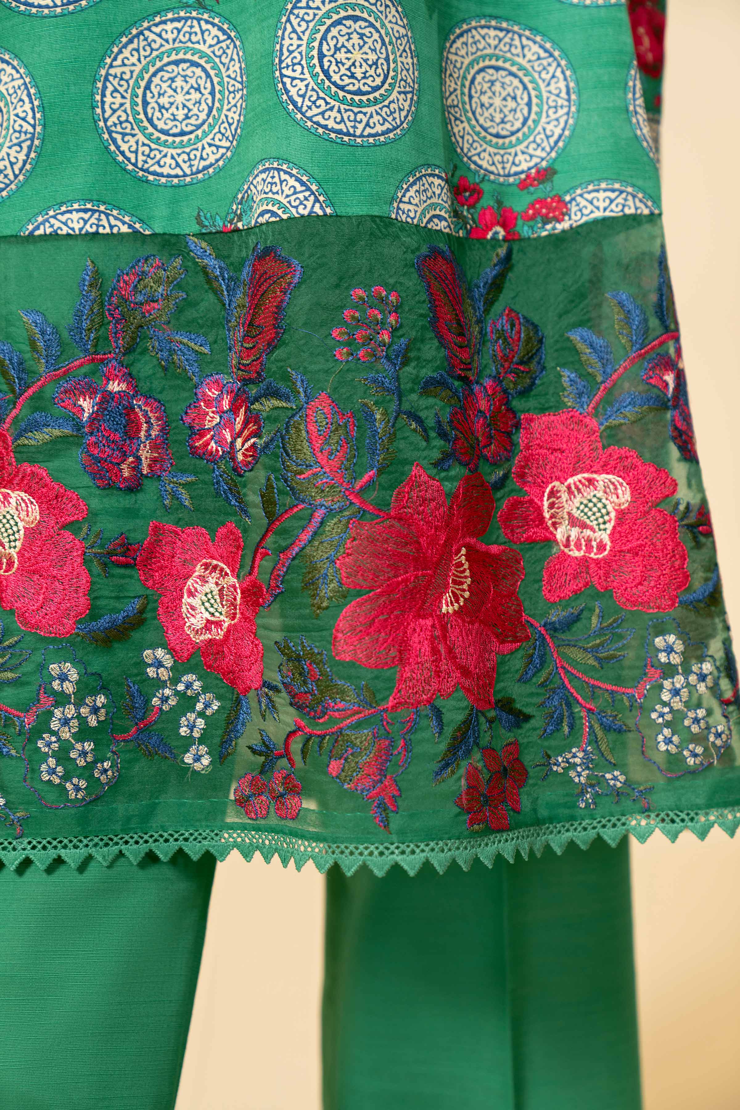 NishatUK - Green Embroidered Khaddar 3-piece unstitched Suit