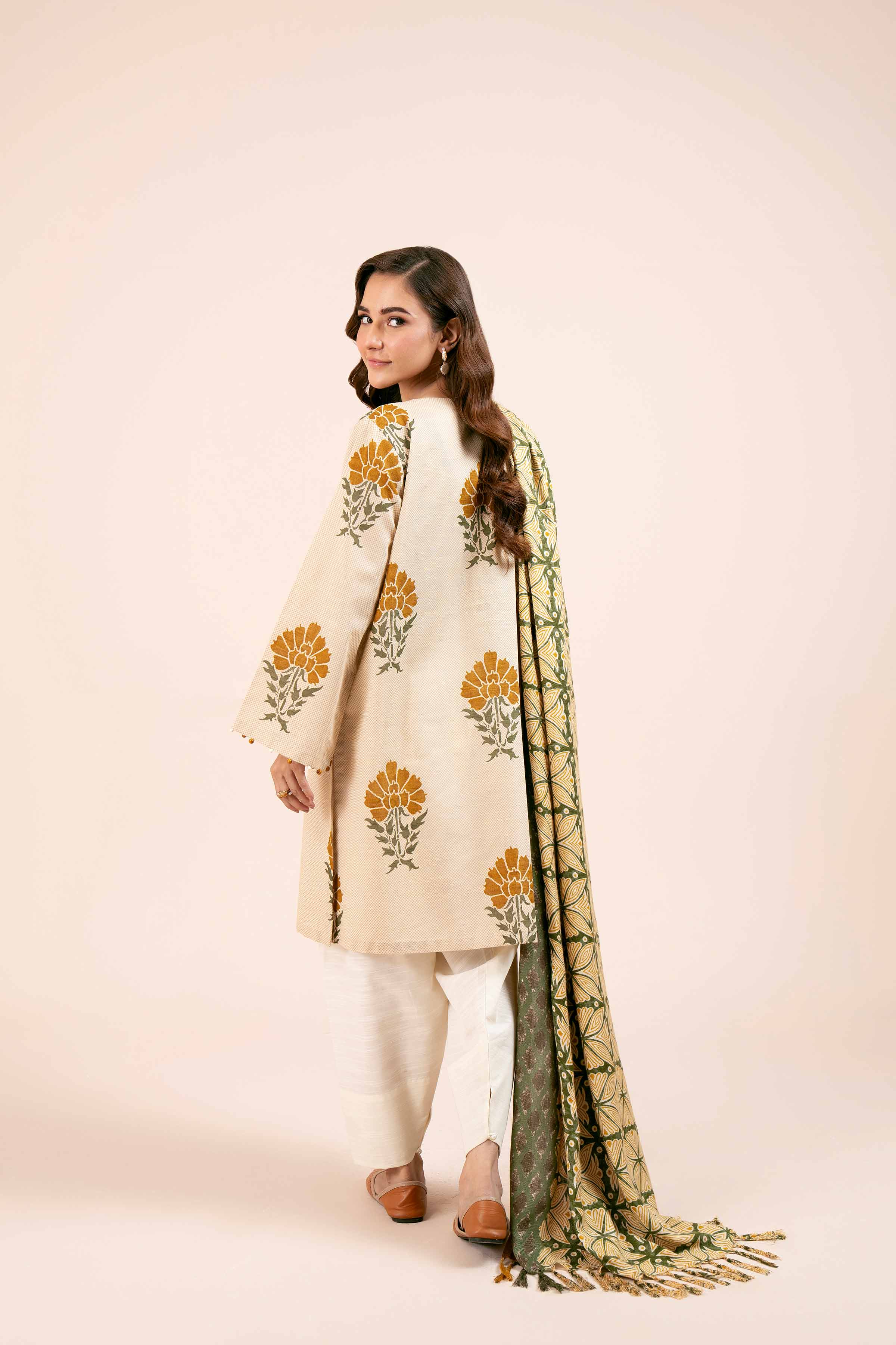 NishatUK - Skin Printed Khaddar 3-piece unstitched Suit