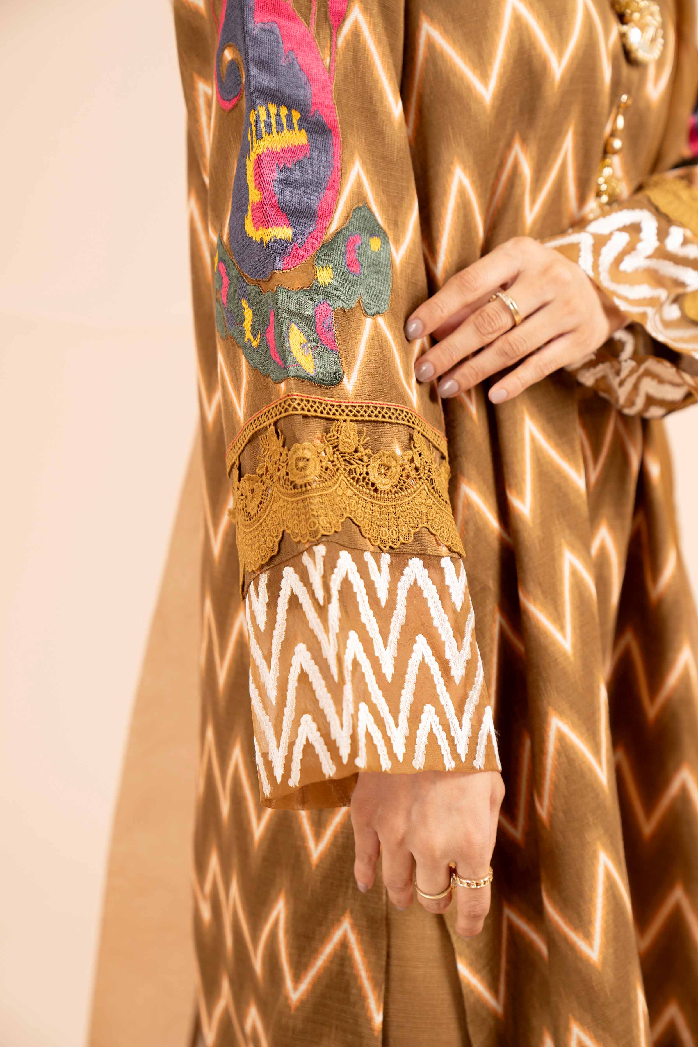 NishatUK - Brown Embroidered Khaddar 3-piece unstitched Suit