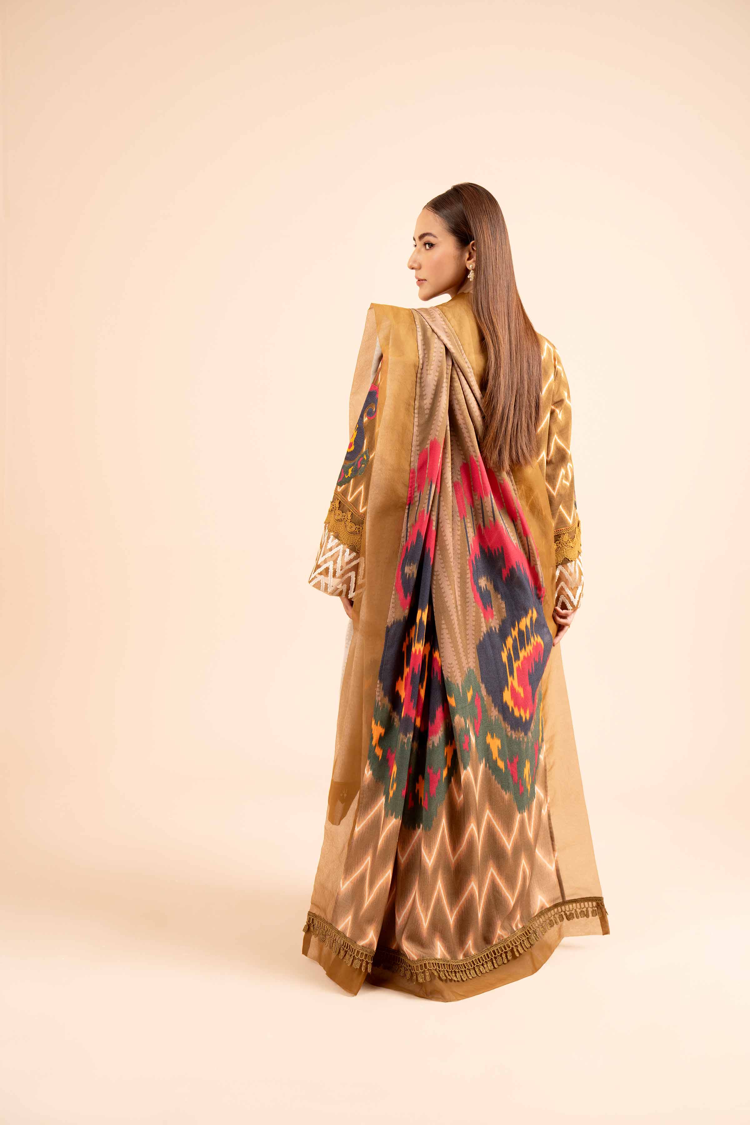 NishatUK - Brown Embroidered Khaddar 3-piece unstitched Suit