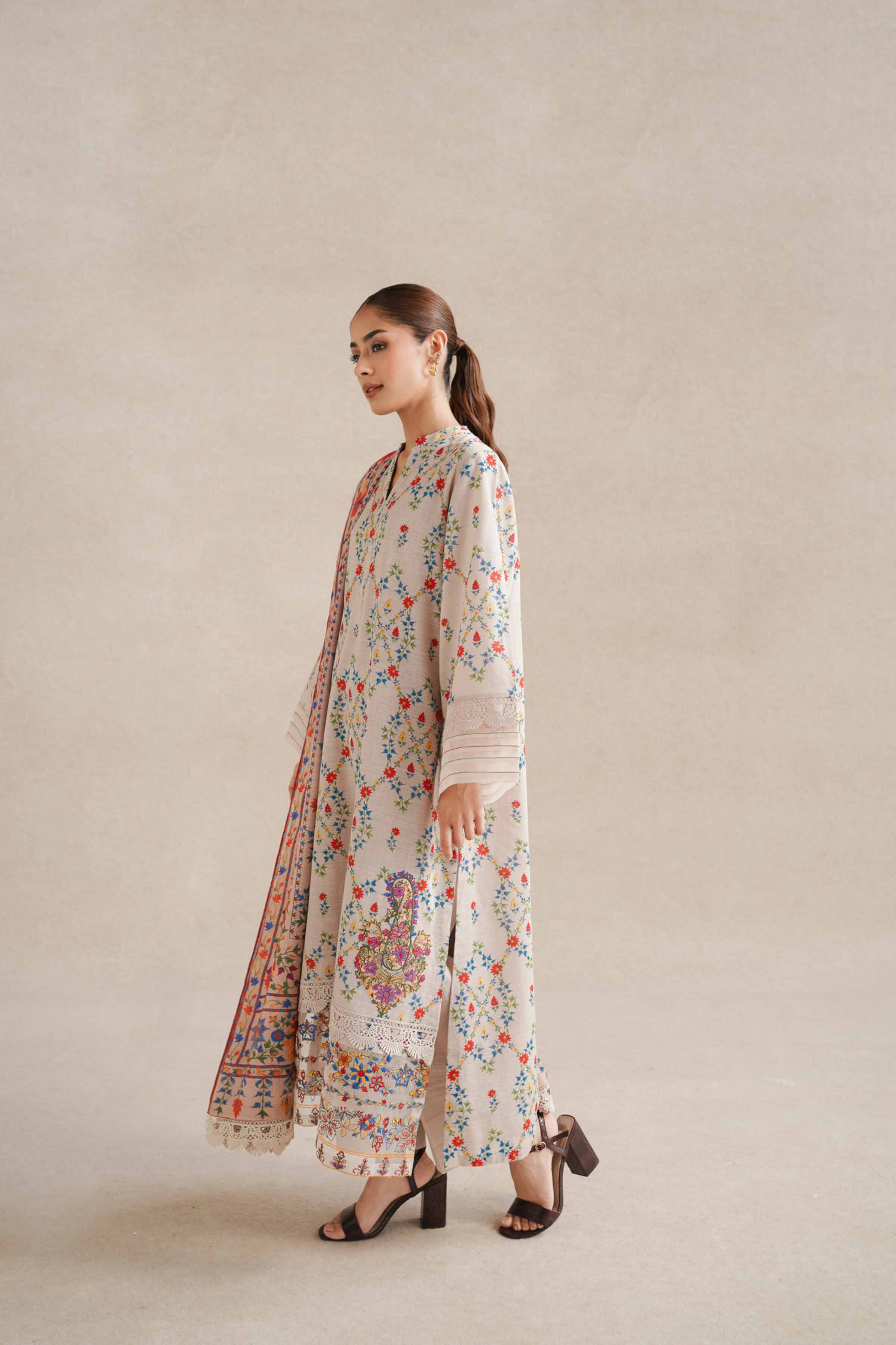 NishatUK - Skin Embroidered Khaddar 3-piece unstitched Suit