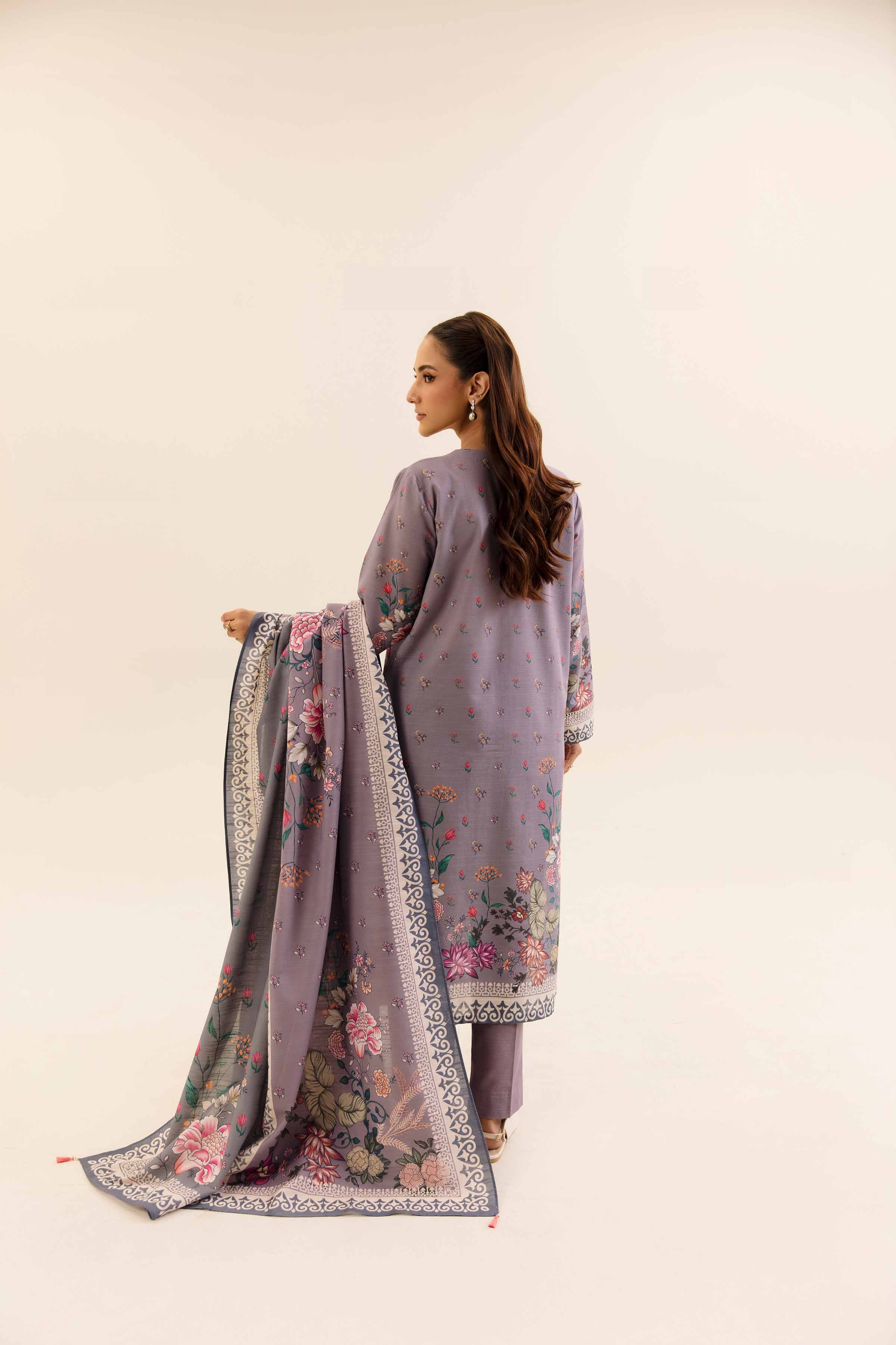 NishatUK - Mauve Printed Cotton 3-piece unstitched Suit