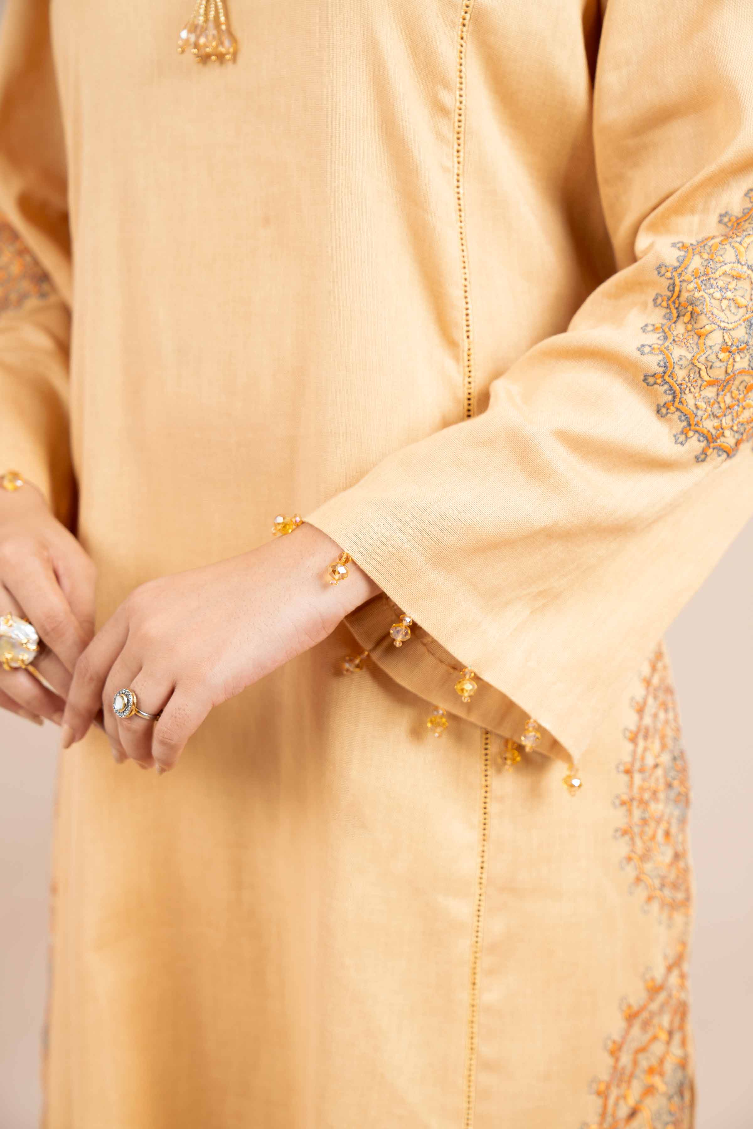 NishatUK - Yellow Embroidered Cotton 3-piece unstitched Suit