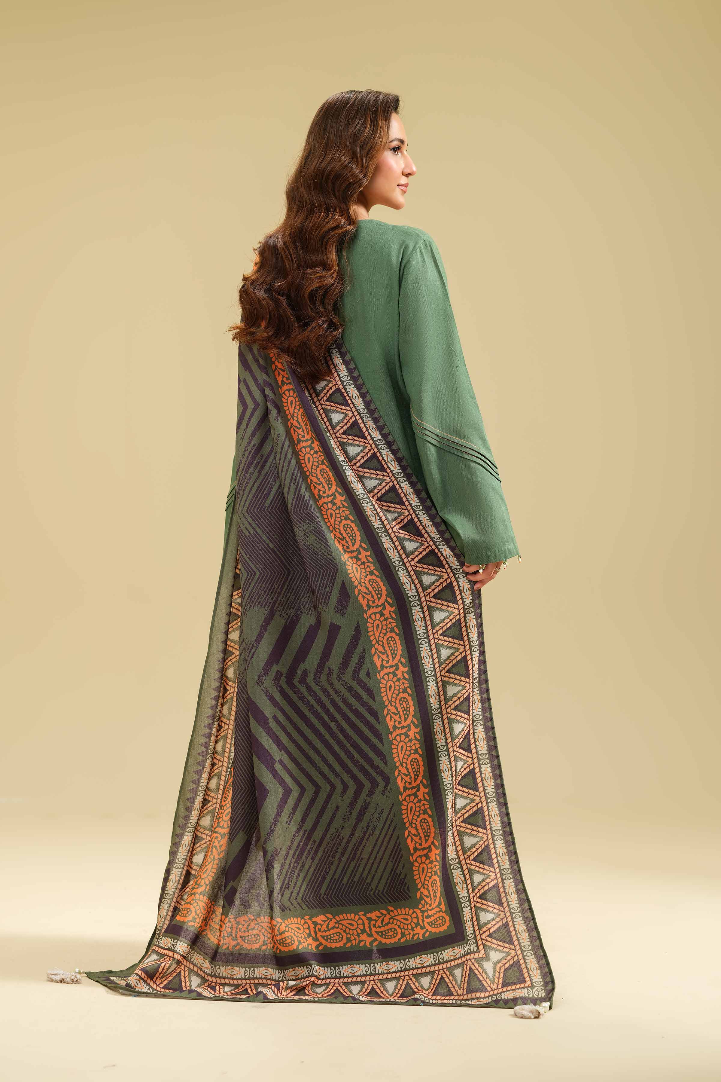 NishatUK - Green Embroidered Cotton 3-piece unstitched Suit