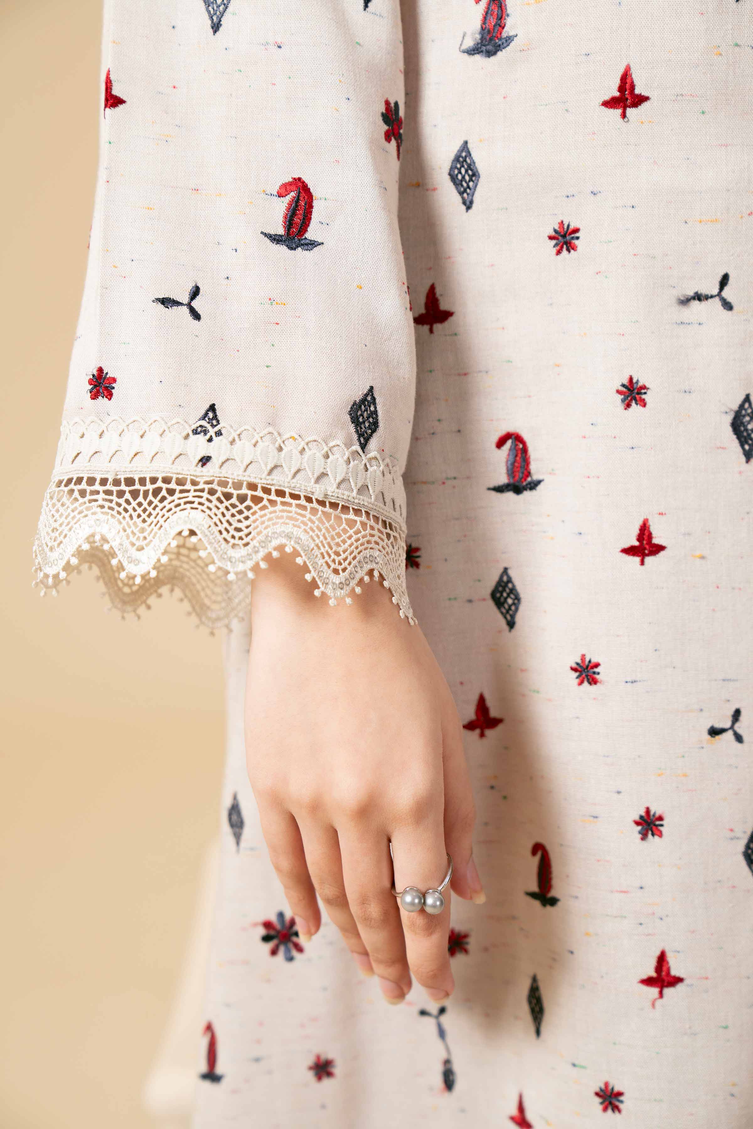 NishatUK - Grey Embroidered Cotton 3-piece unstitched Suit