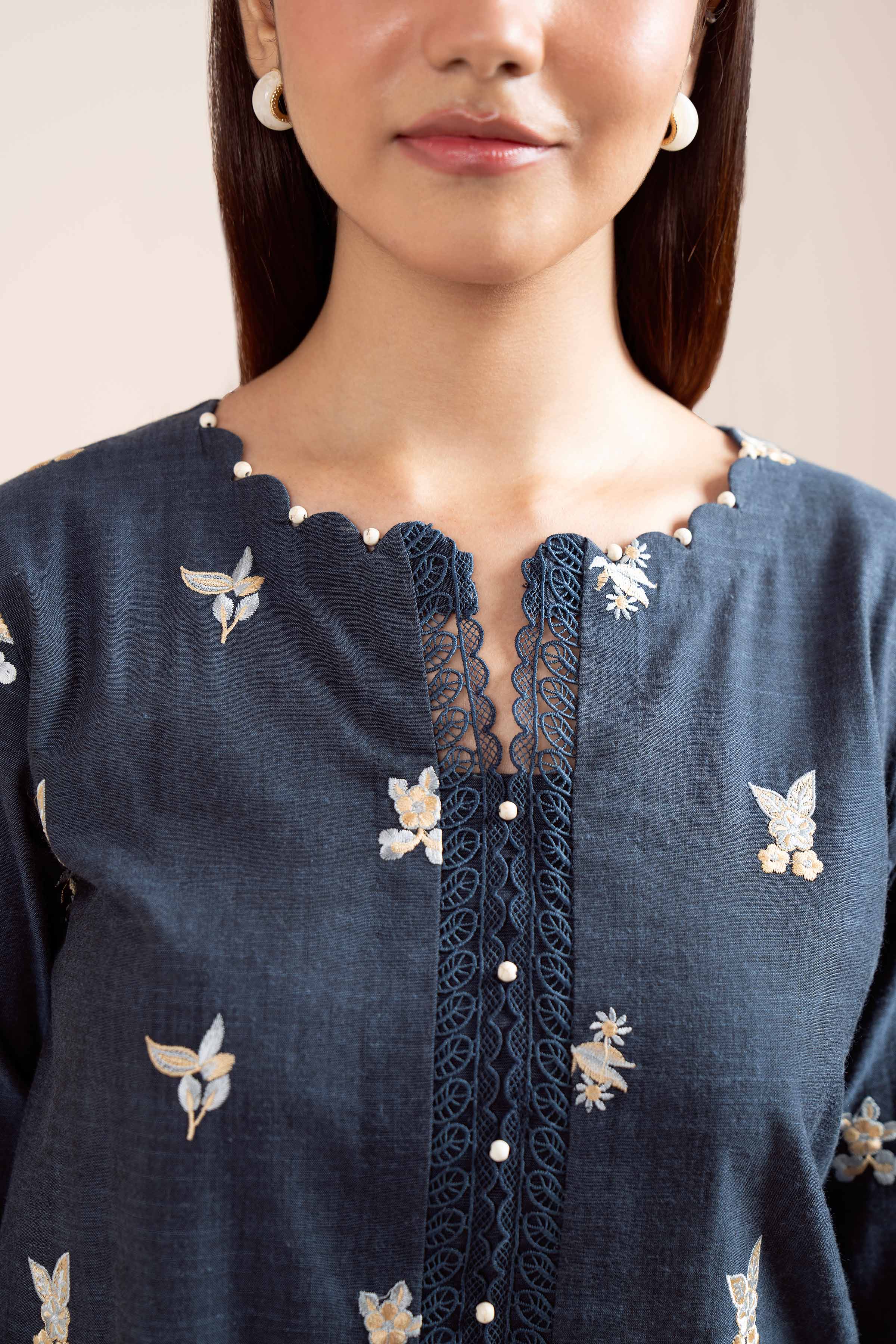 NishatUK - Blue Embroidered Yarn Dyed 3-piece unstitched Suit