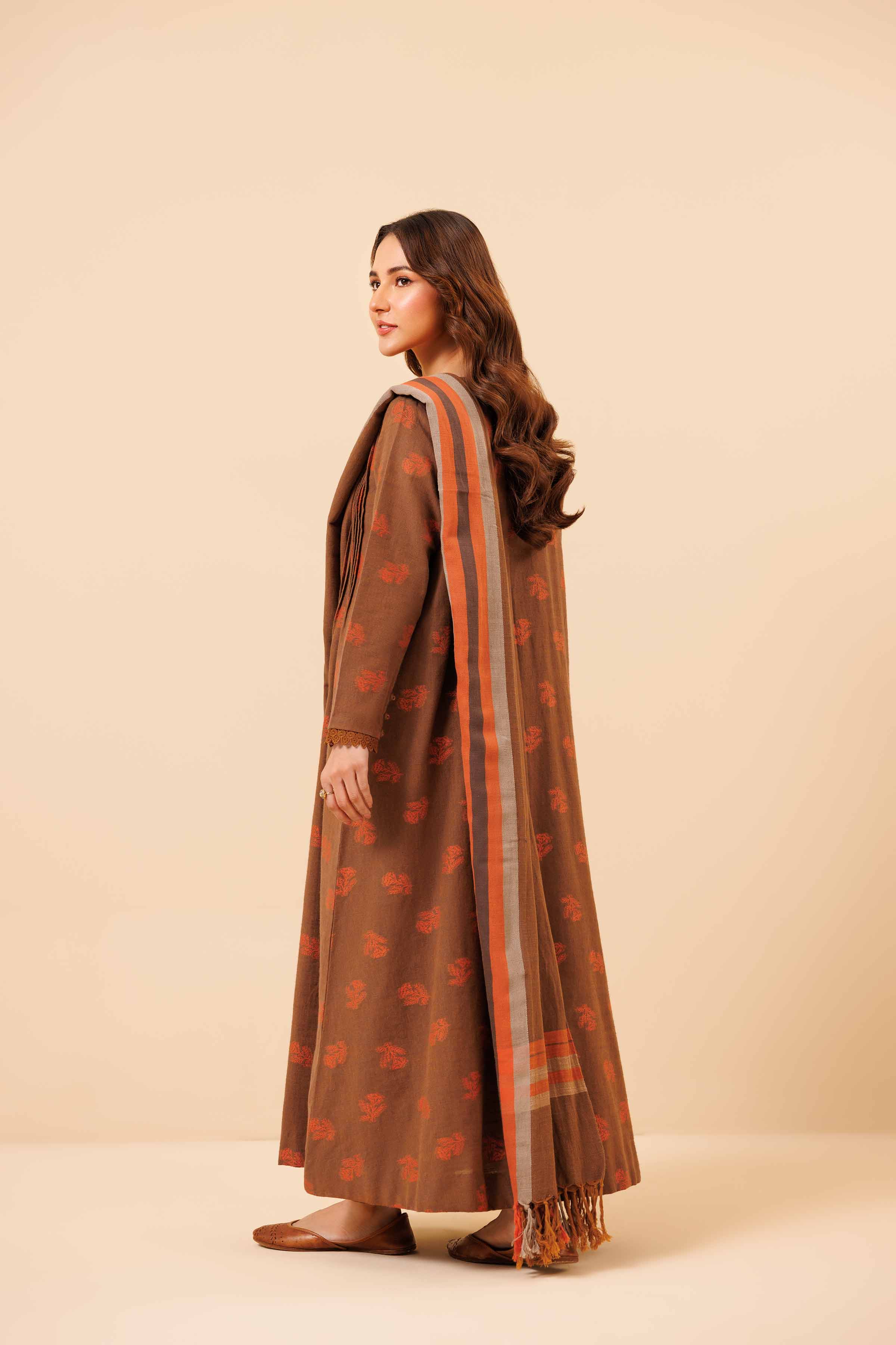 NishatUK - Brown Solids Handloom 3-piece unstitched Suit