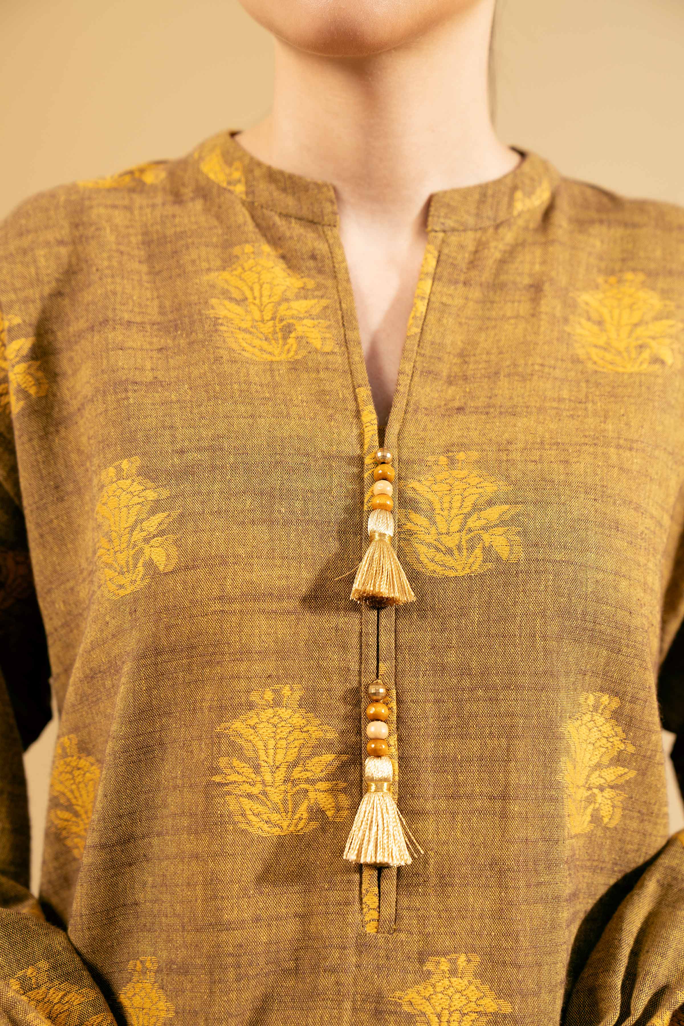 NishatUK - Brown Solids Handloom 3-piece unstitched Suit