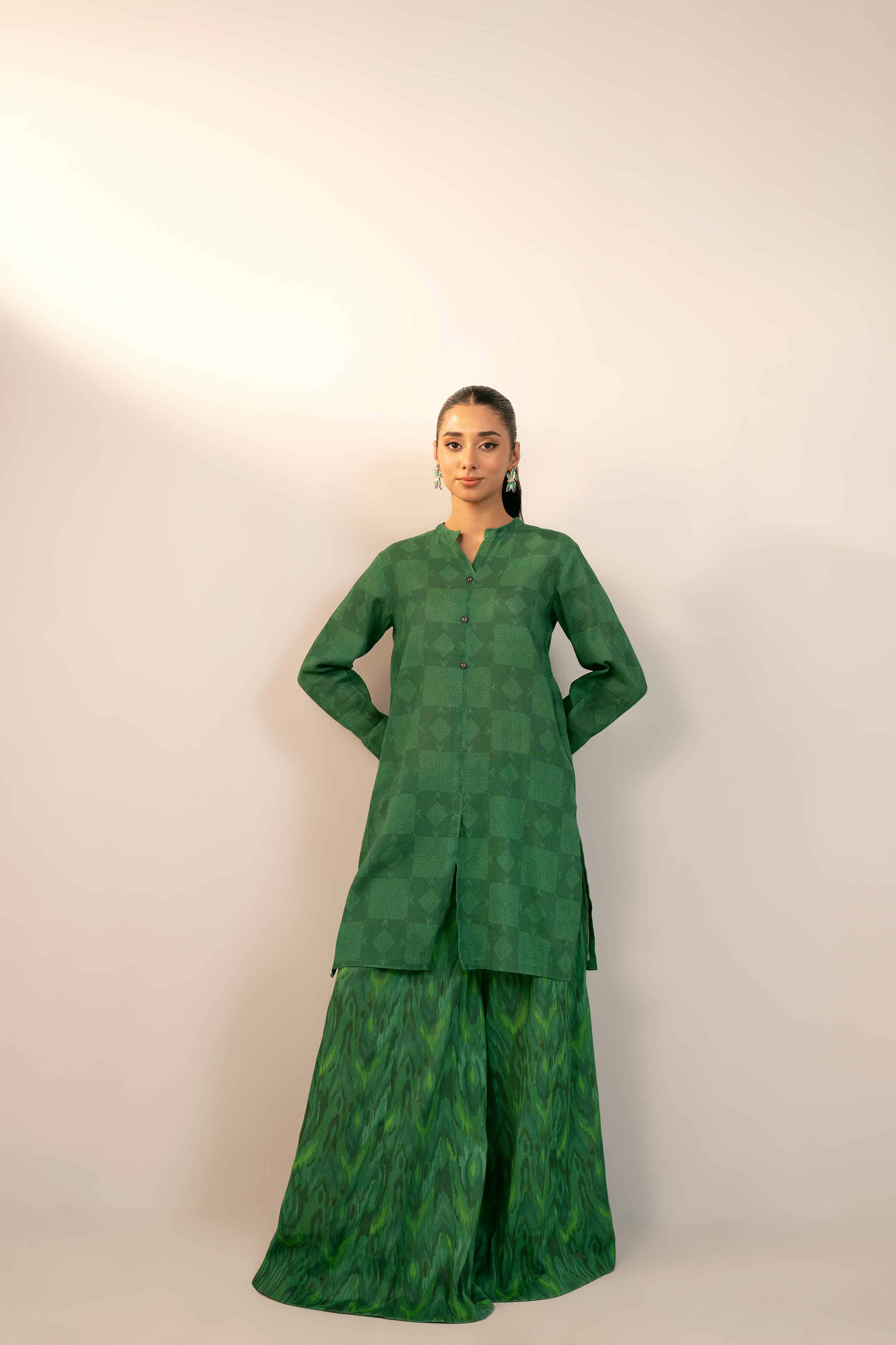NishatUK - Brown Printed Cotton 2-piece unstitched Dress