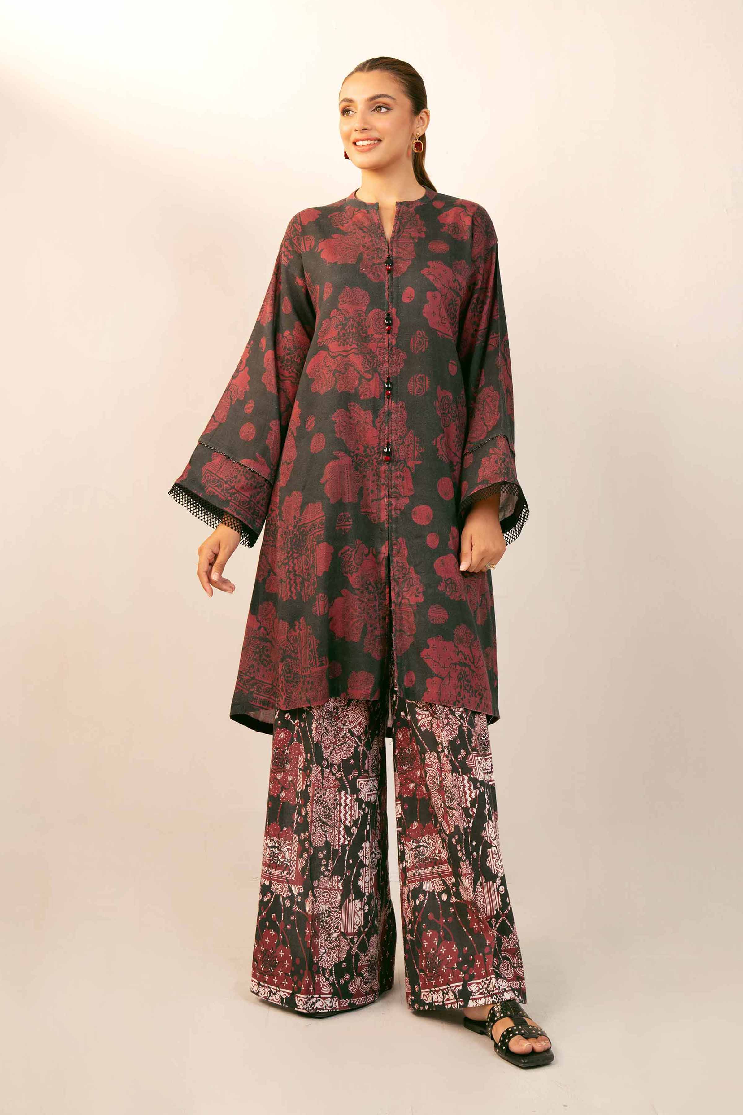 NishatUK - Brown Printed Cotton 2-piece unstitched Dress