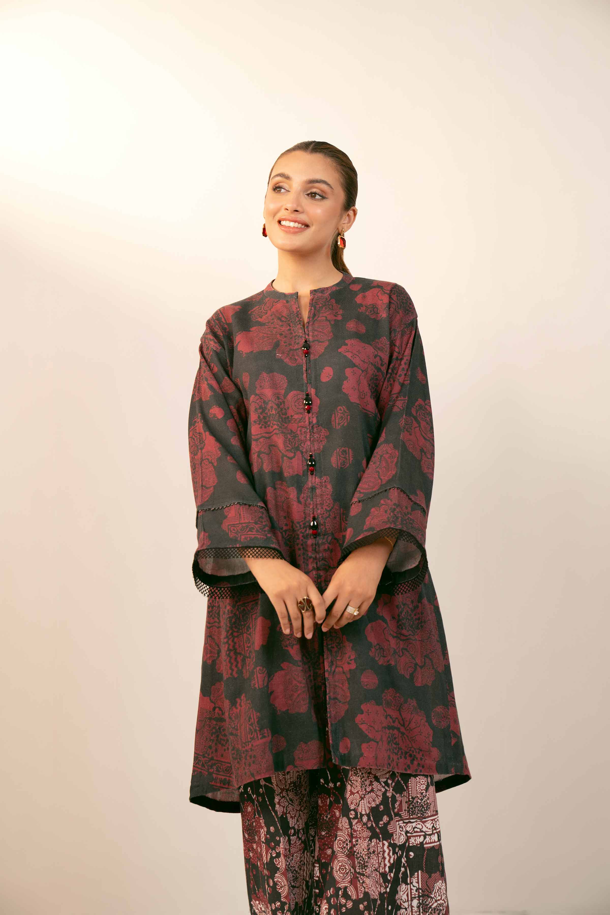 NishatUK - Brown Printed Cotton 2-piece unstitched Dress