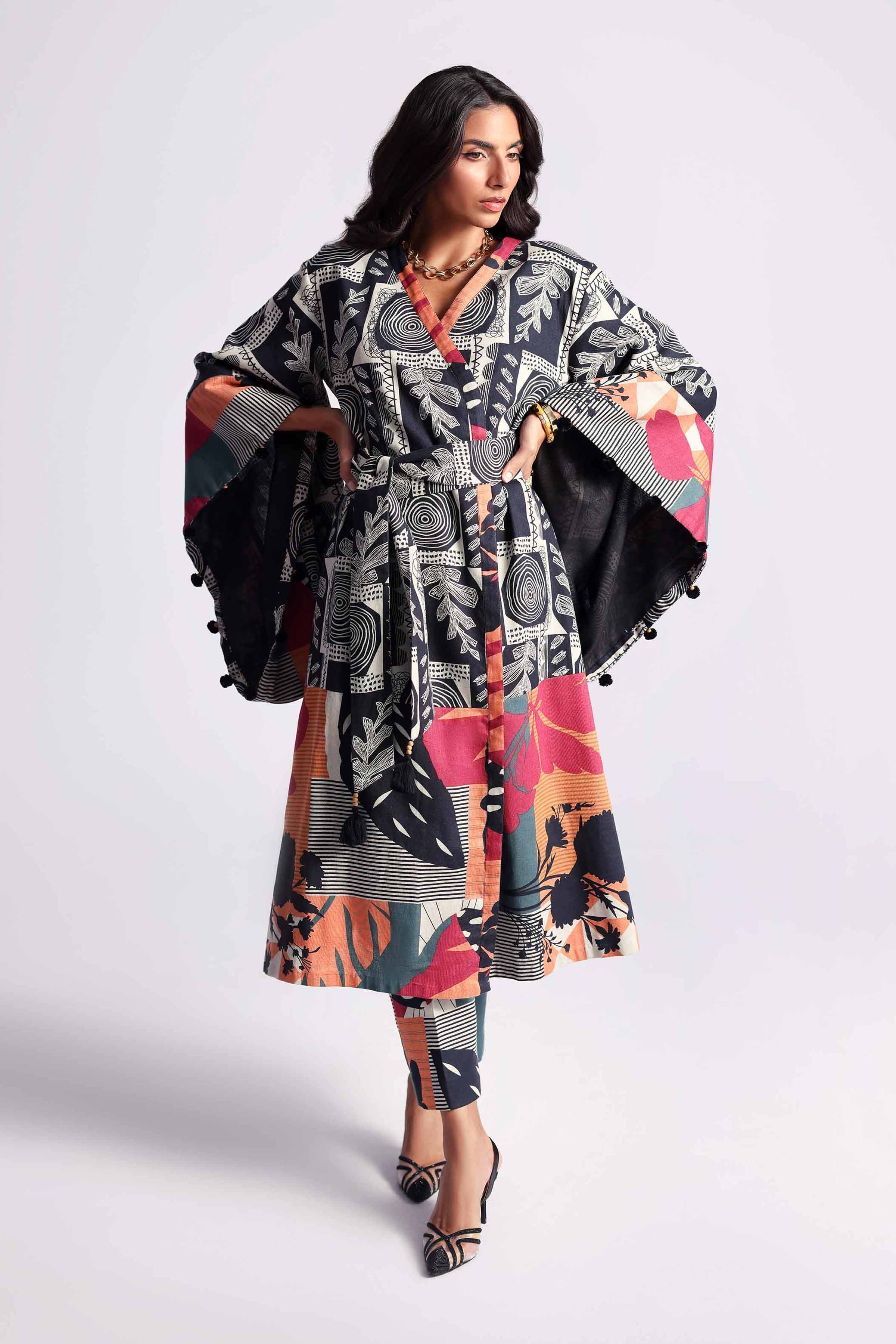 NishatUK - Brown Printed Cotton 2-piece unstitched Dress