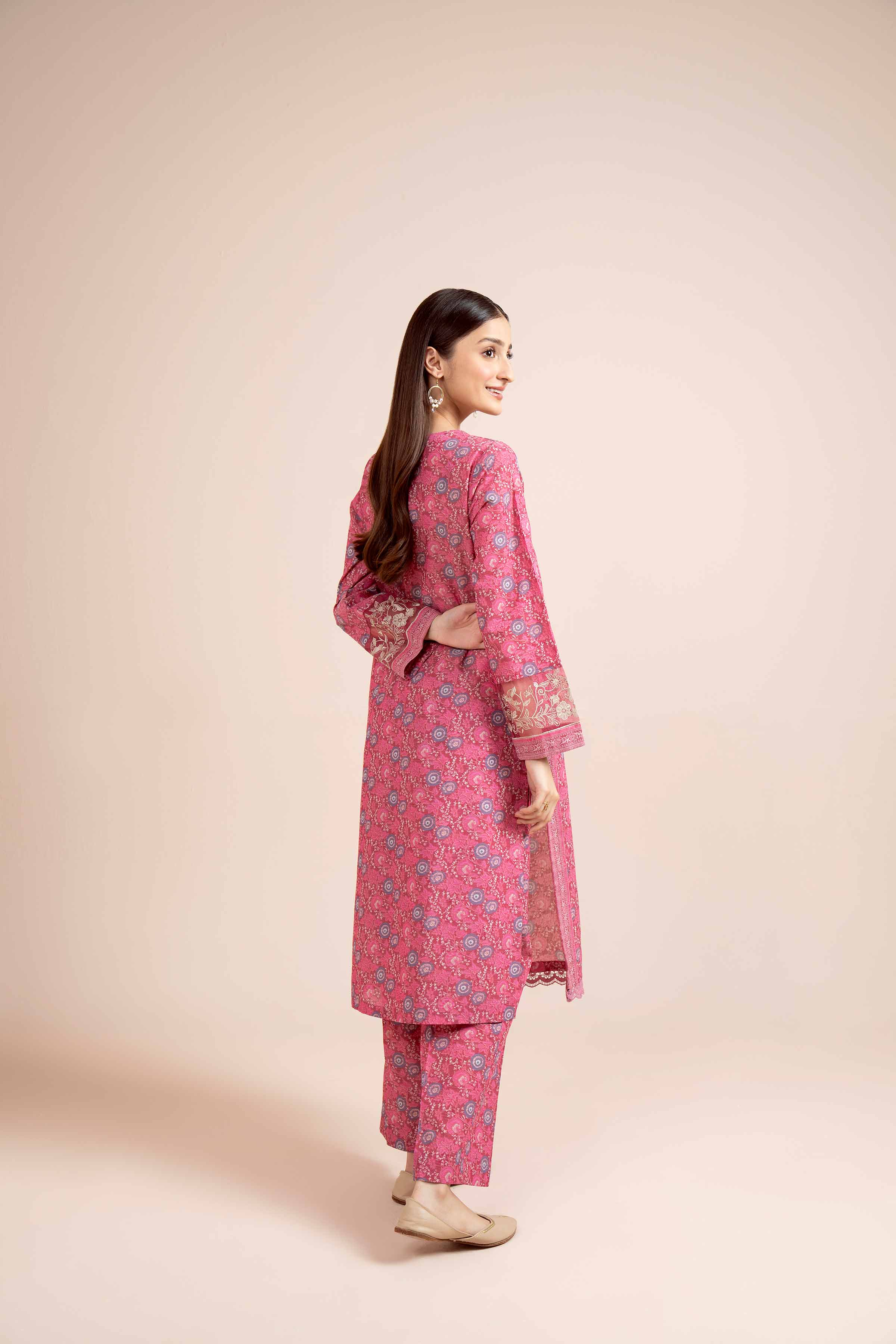 NishatUK - Marsala Embroidered Tropical 2-piece unstitched Dress