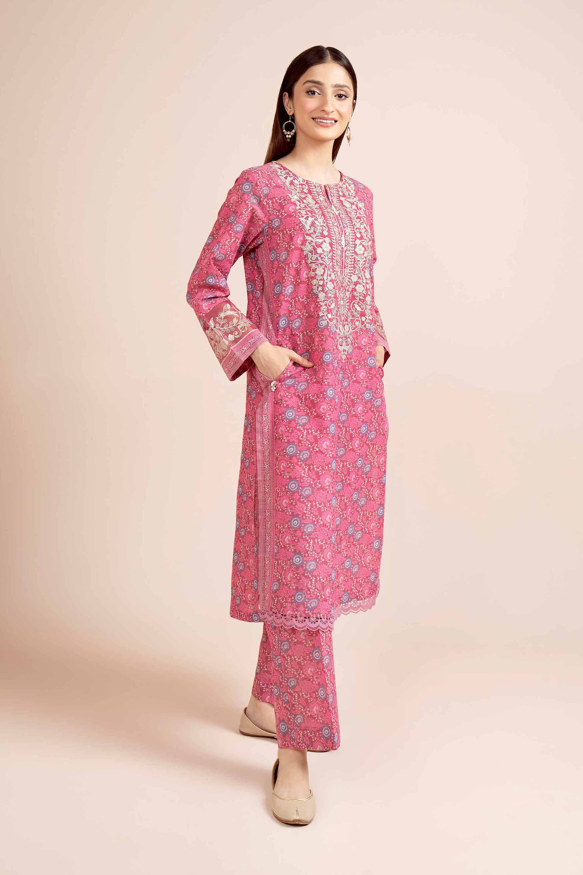 NishatUK - Marsala Embroidered Tropical 2-piece unstitched Dress